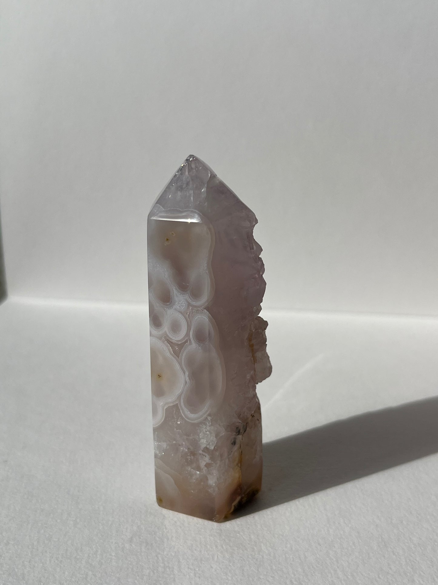 Orbicular Nebula Agate with Amethyst Geode and Dendrites Tower A