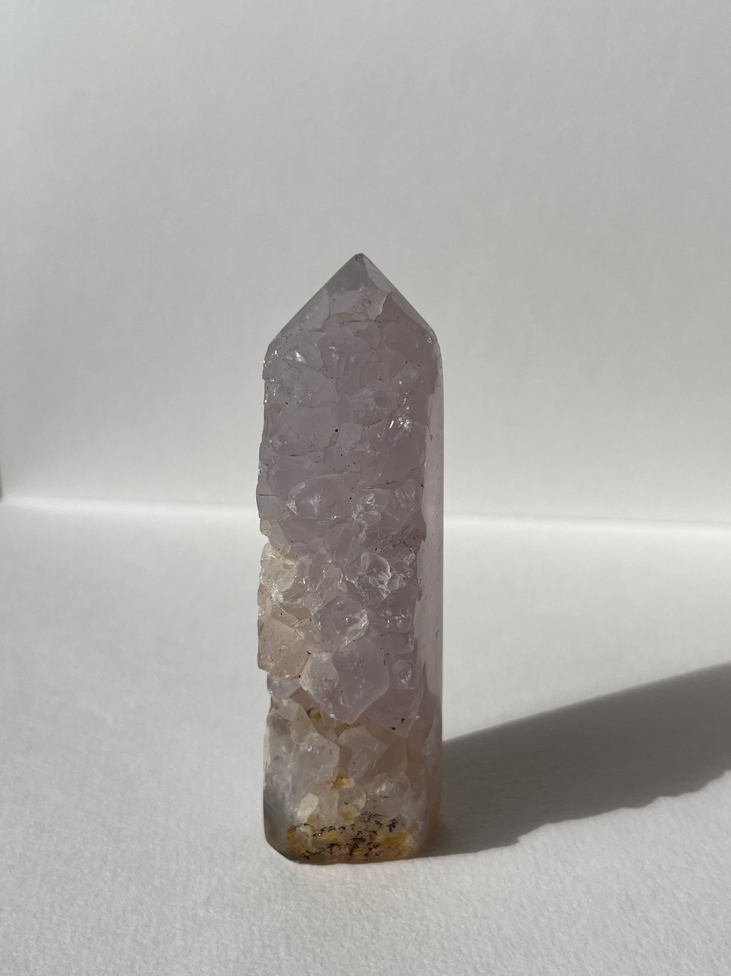 Orbicular Nebula Agate with Amethyst Geode and Dendrites Tower A