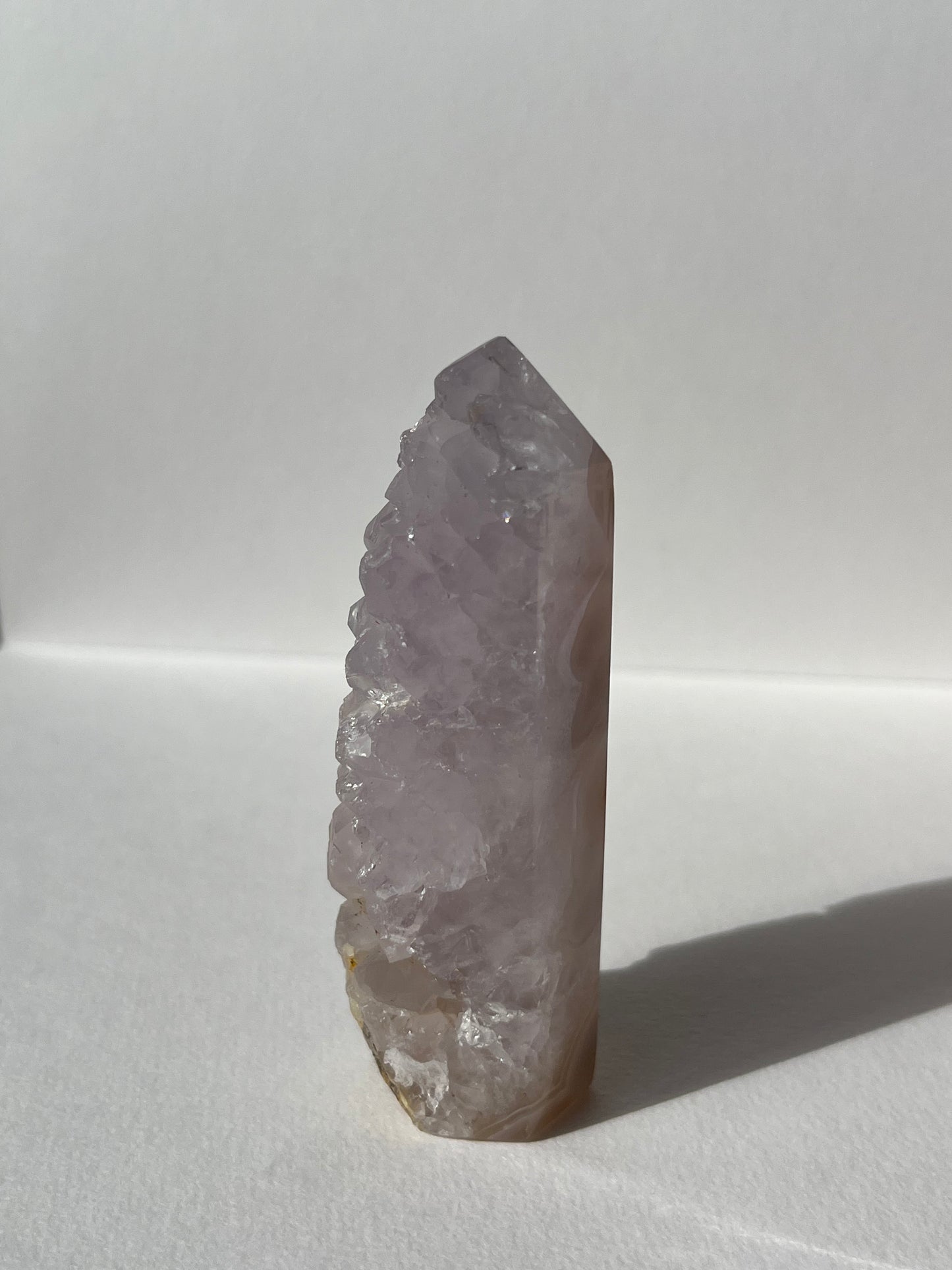 Orbicular Nebula Agate with Amethyst Geode and Dendrites Tower A