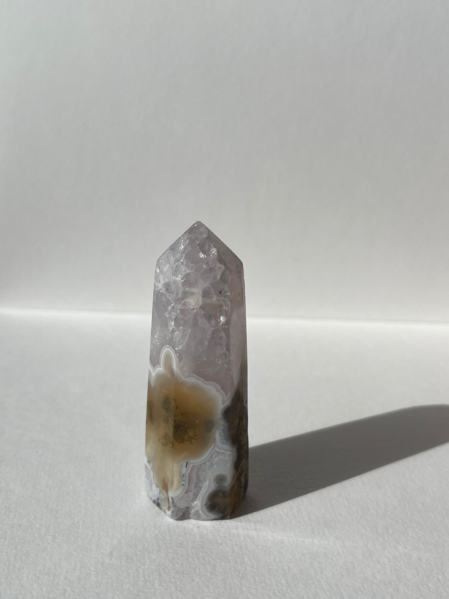 Orbicular Nebula Agate with Amethyst Tower C