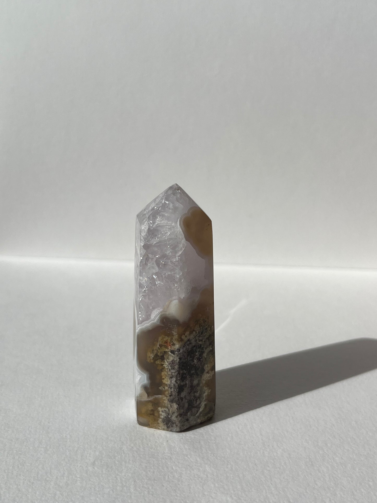 Orbicular Nebula Agate with Amethyst Tower C