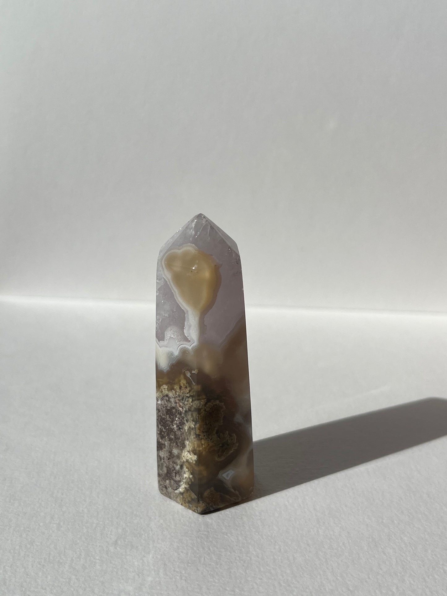 Orbicular Nebula Agate with Amethyst Tower C