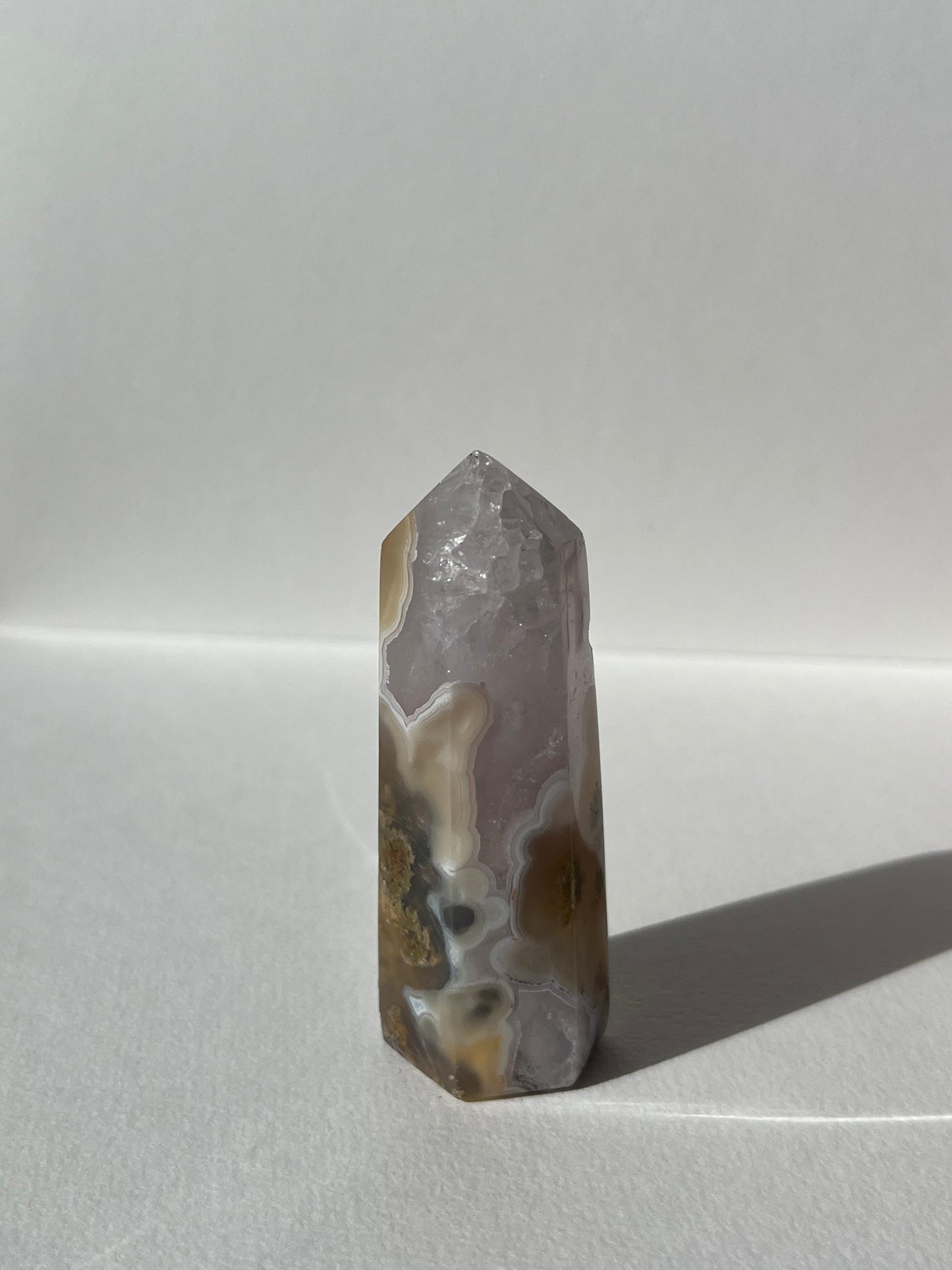 Orbicular Nebula Agate with Amethyst Tower C