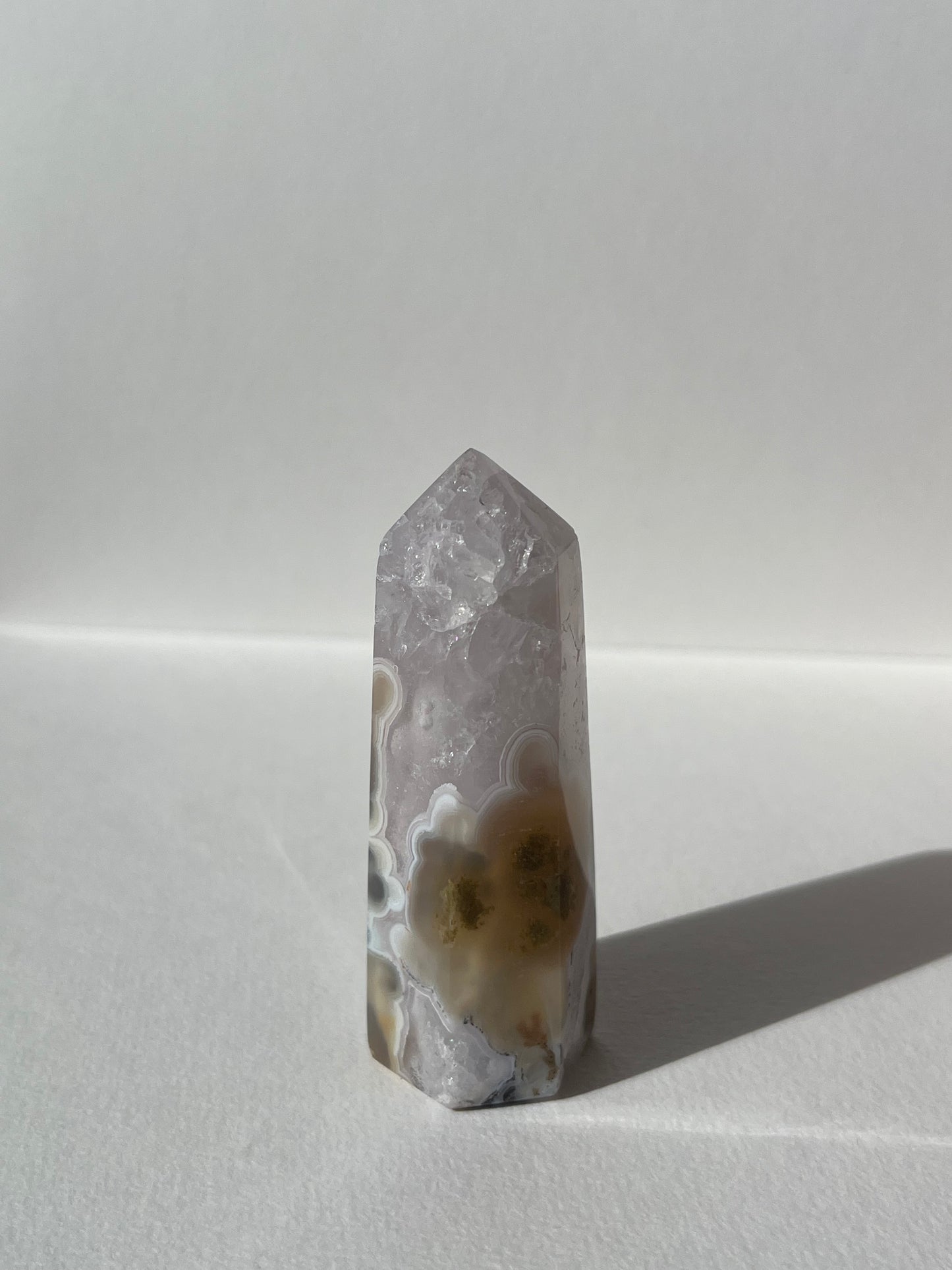 Orbicular Nebula Agate with Amethyst Tower C