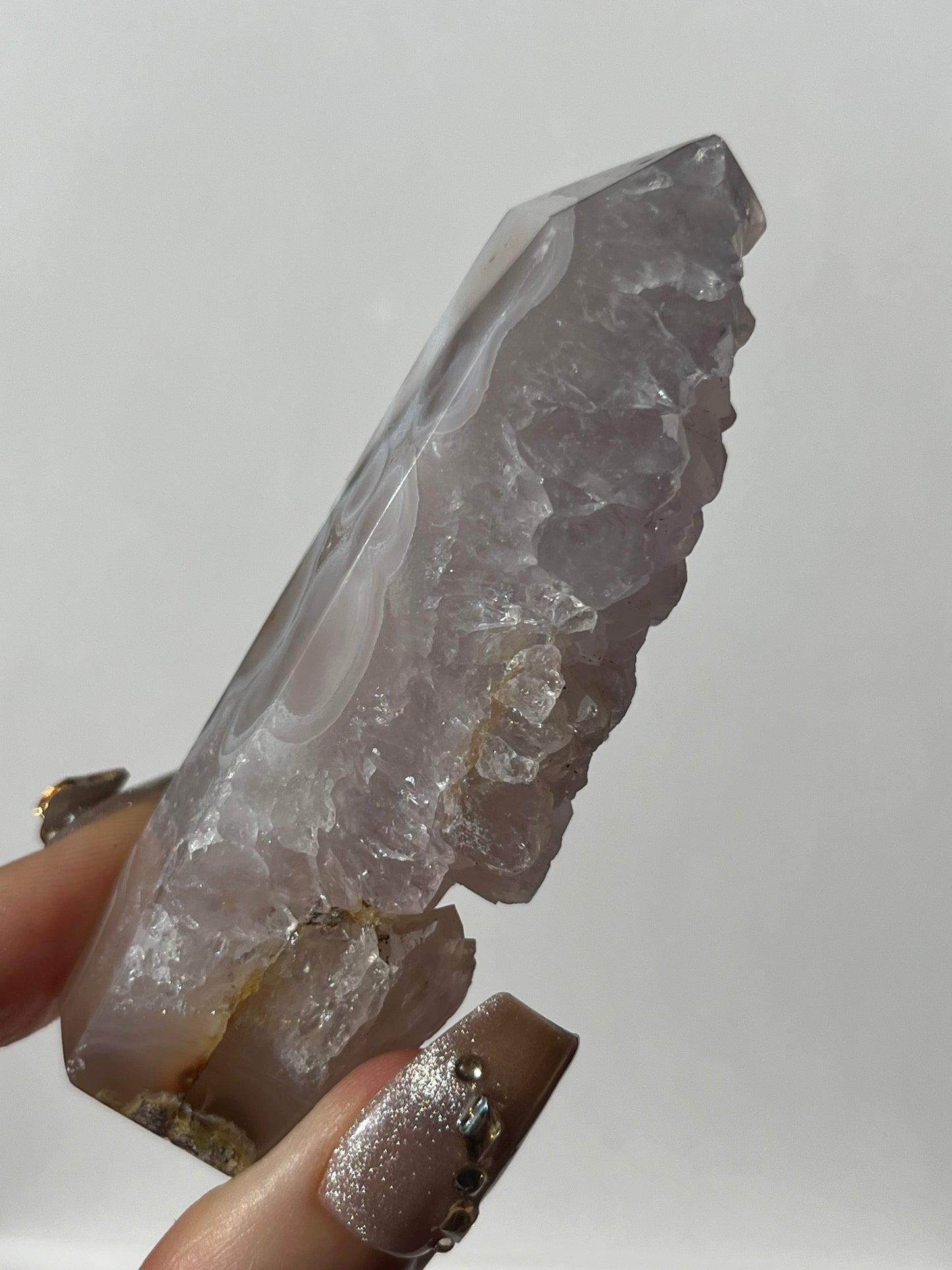 Orbicular Nebula Agate with Amethyst Geode and Dendrites Tower A