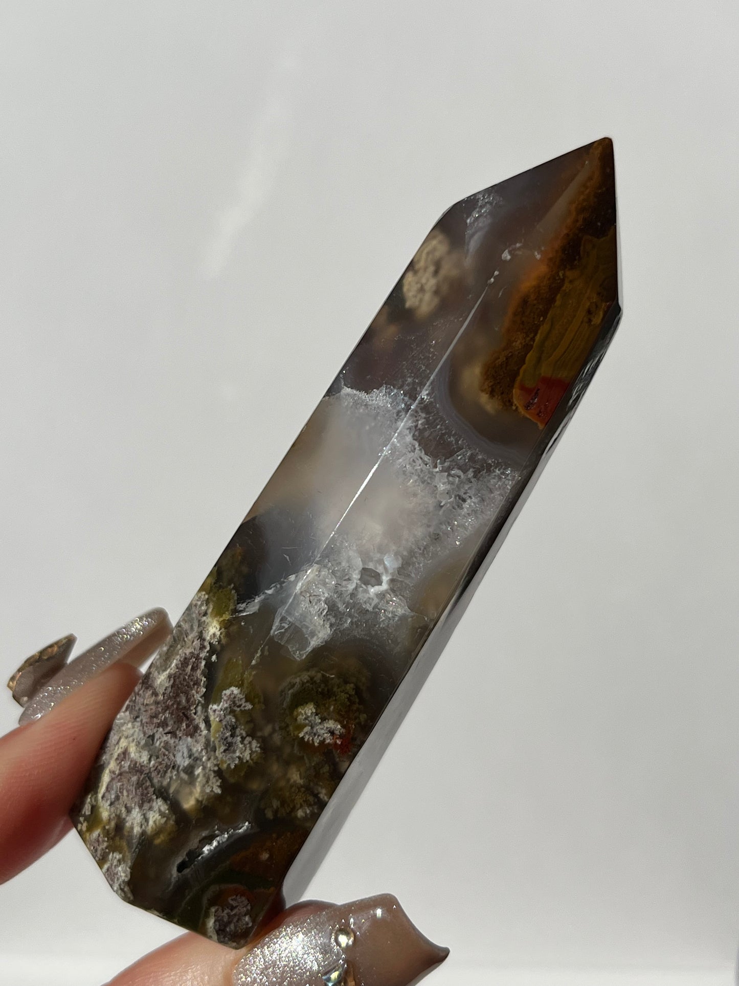 Nebula Agate with Red Moss Inclusions Tower B