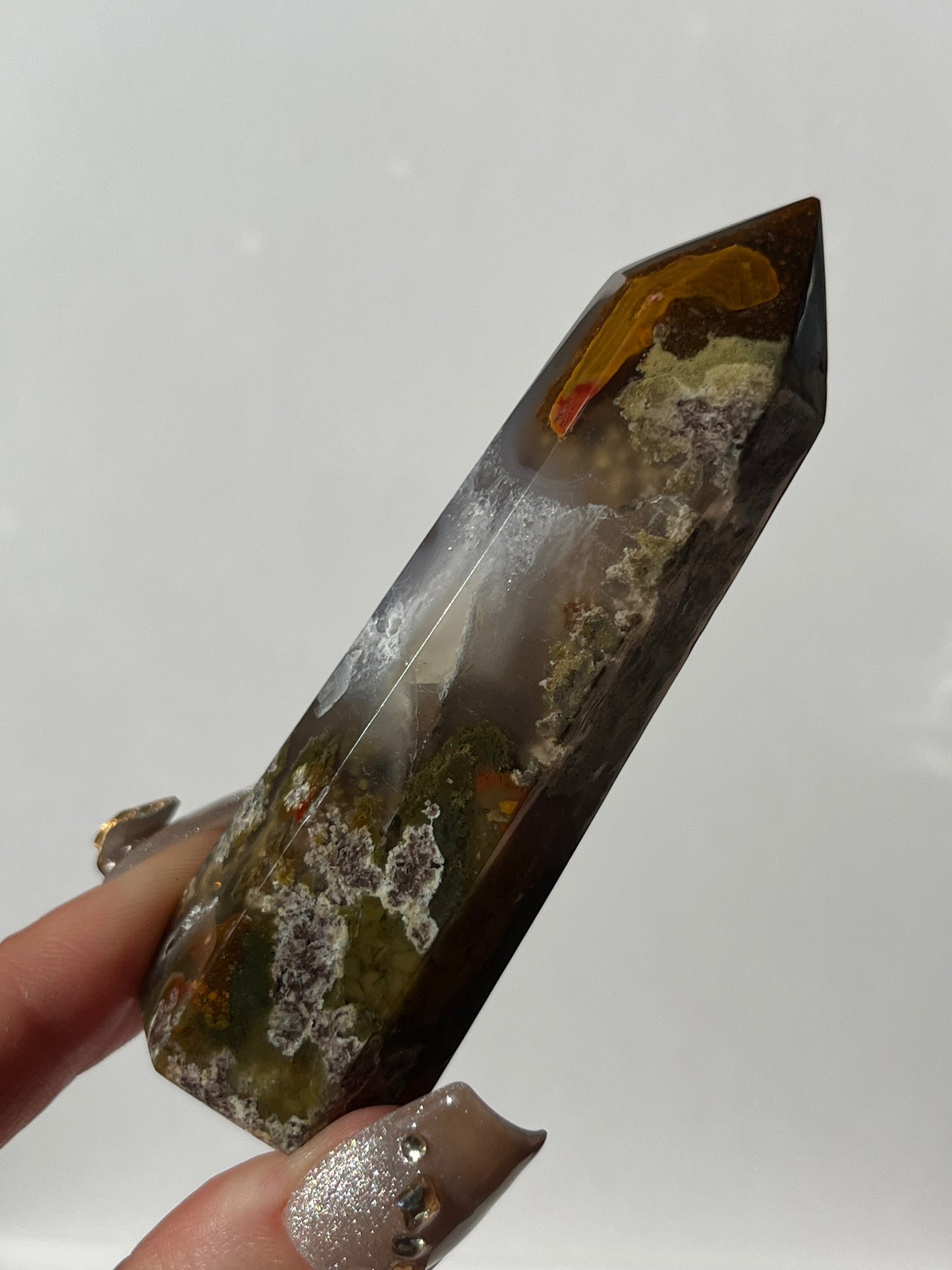 Nebula Agate with Red Moss Inclusions Tower B