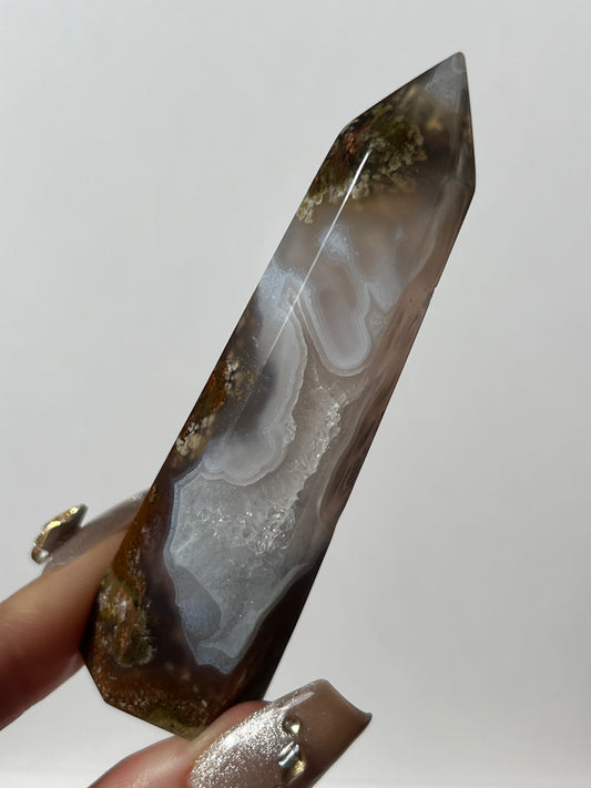 Nebula Agate with Scenic Moss Tower D