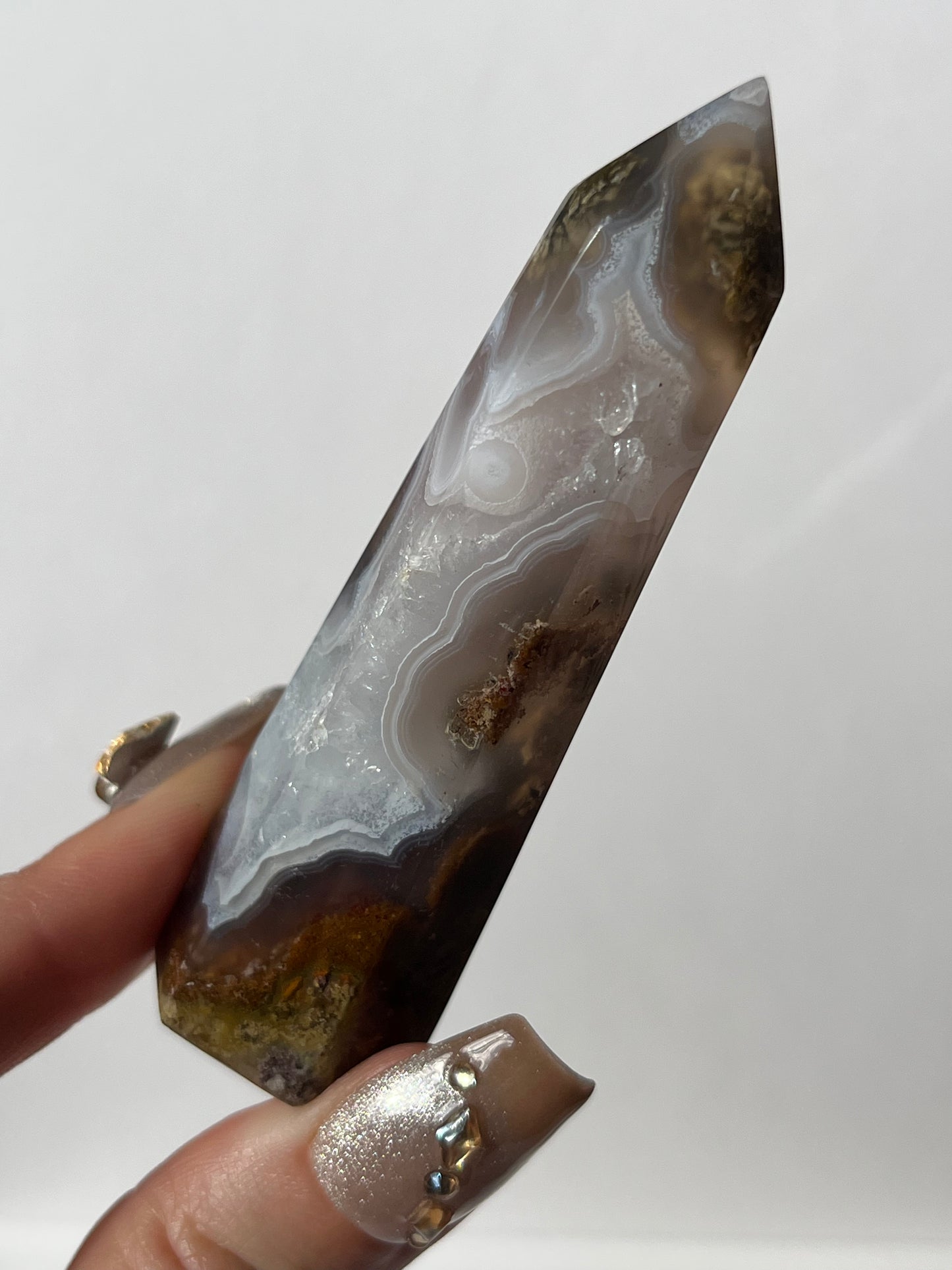 Nebula Agate with Scenic Moss Tower D