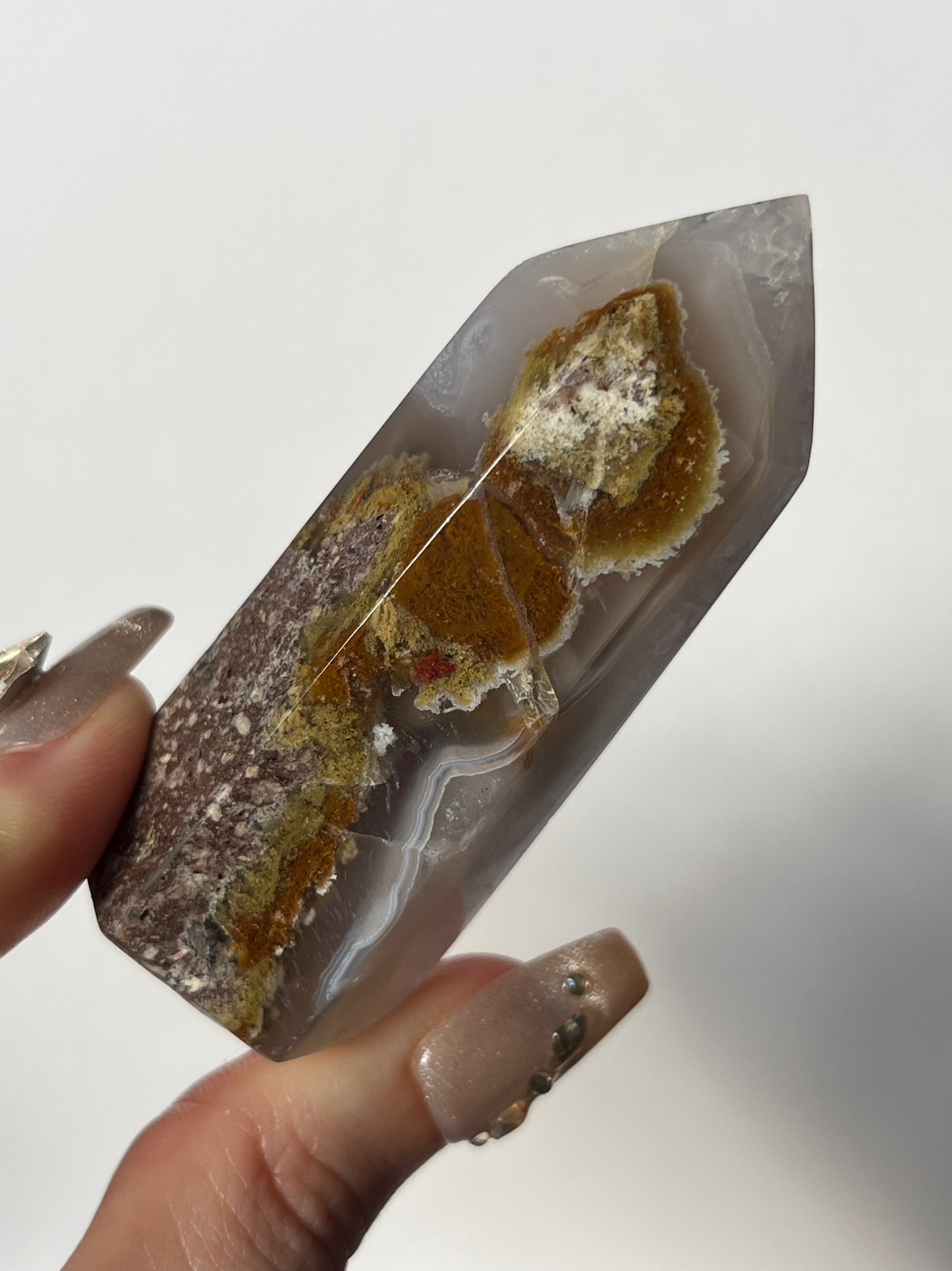 Nebula Agate with Red Moss Inclusions Tower E