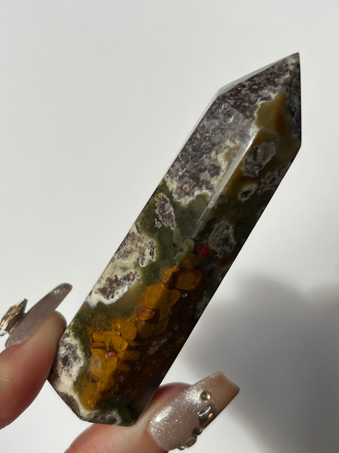 Nebula Agate with Red Moss Inclusions Tower F