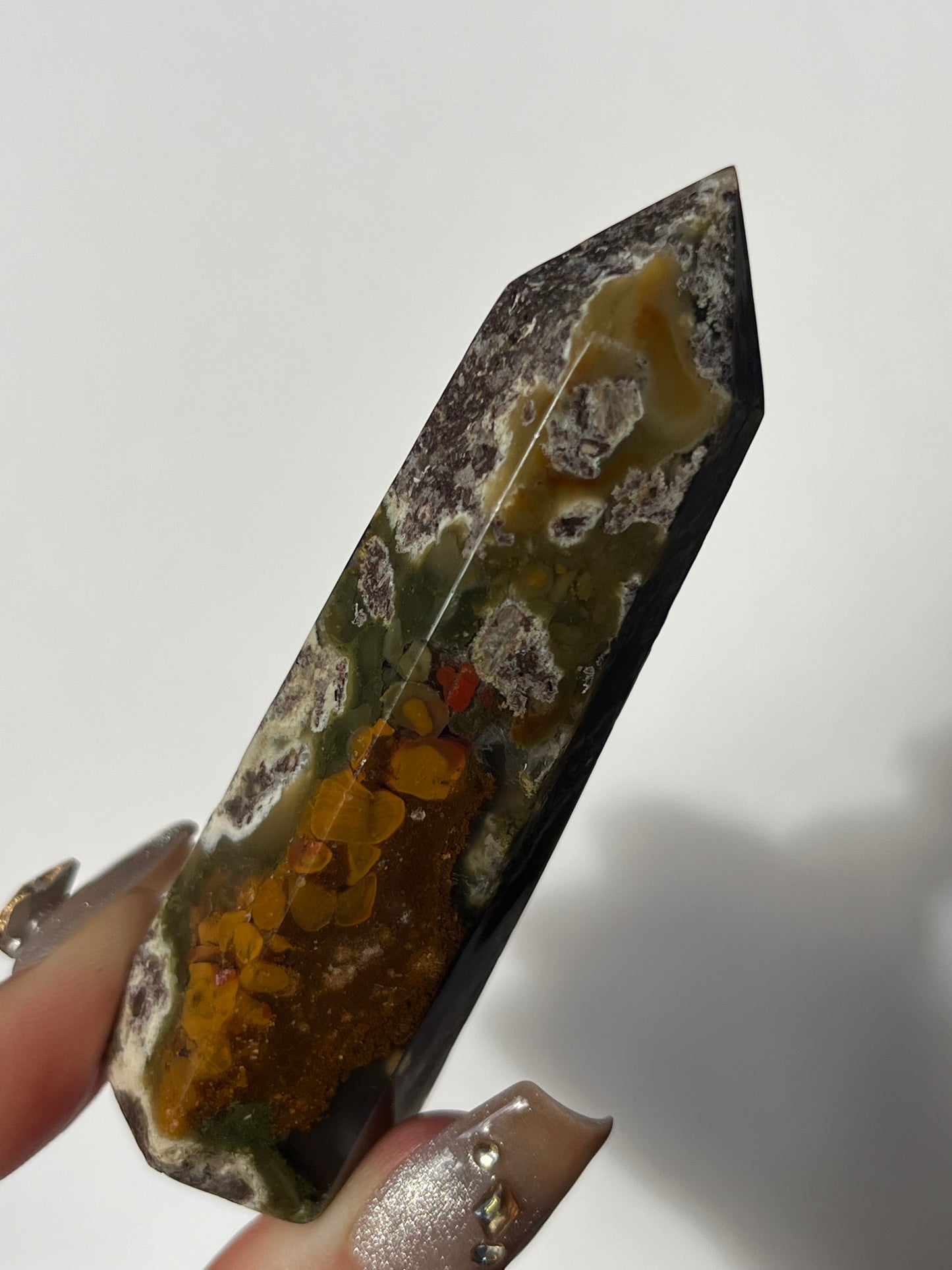 Nebula Agate with Red Moss Inclusions Tower F