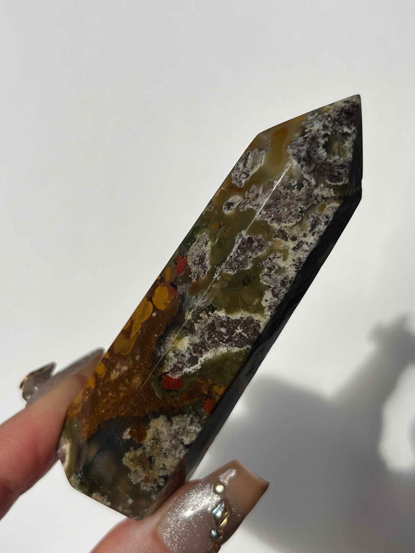 Nebula Agate with Red Moss Inclusions Tower F