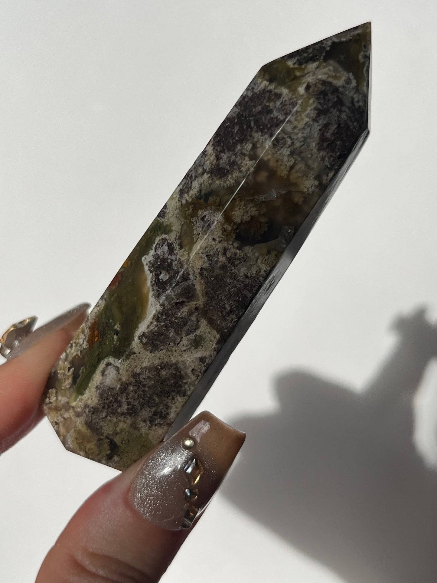Nebula Agate with Red Moss Inclusions Tower F