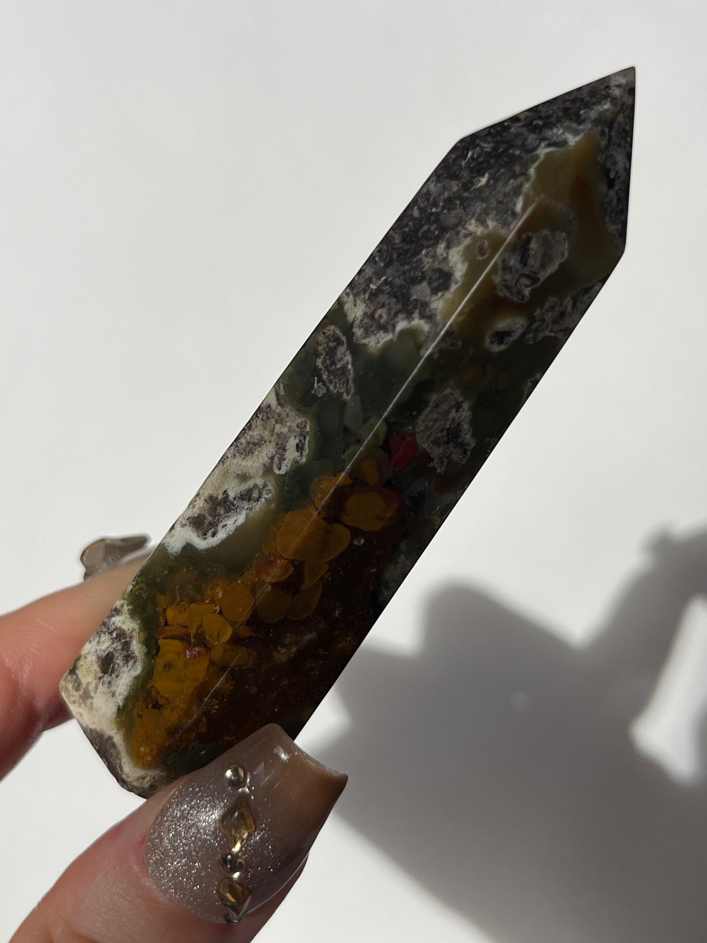 Nebula Agate with Red Moss Inclusions Tower F