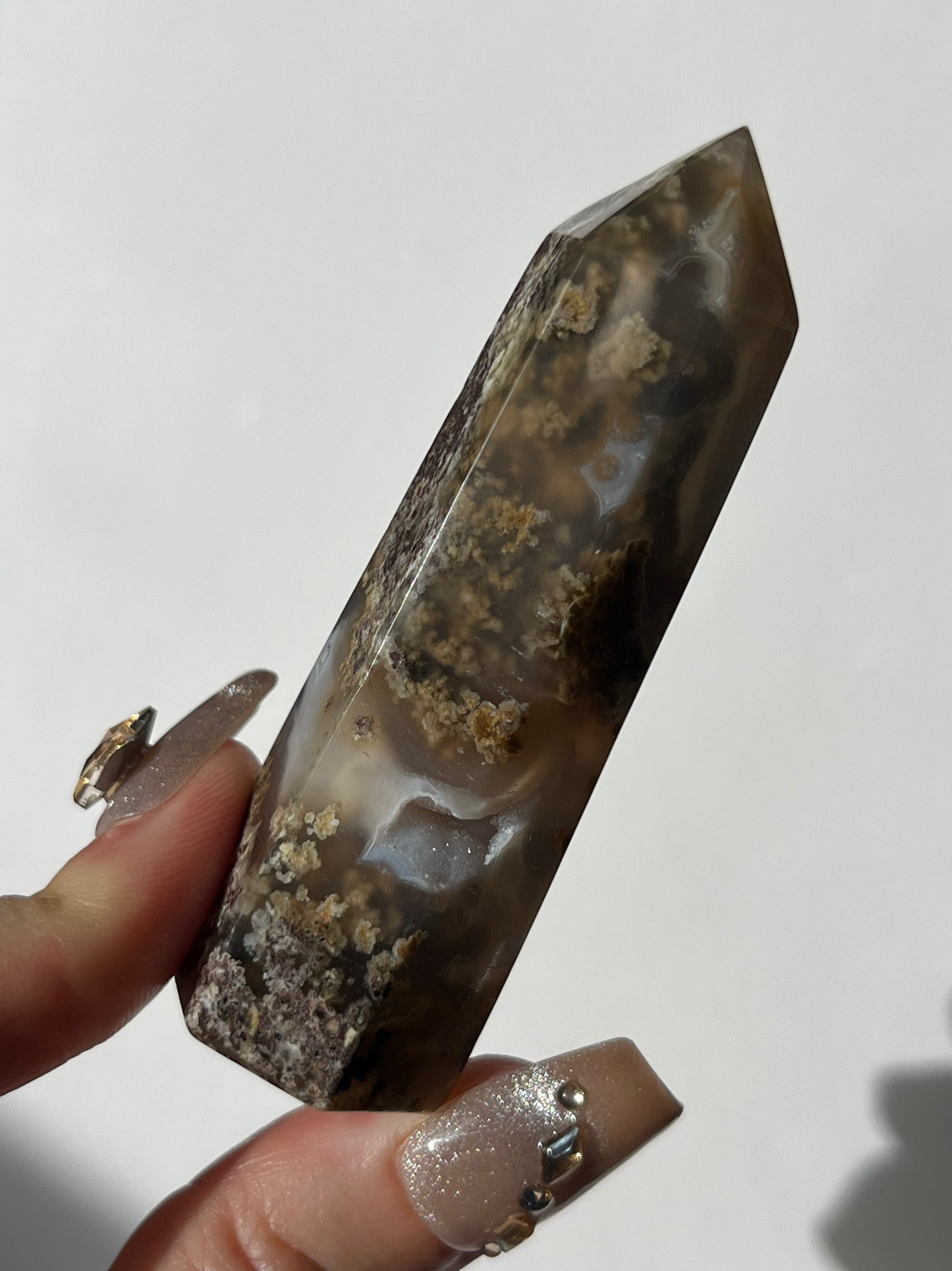 Druzy Nebula Agate with Scenic Moss Tower G