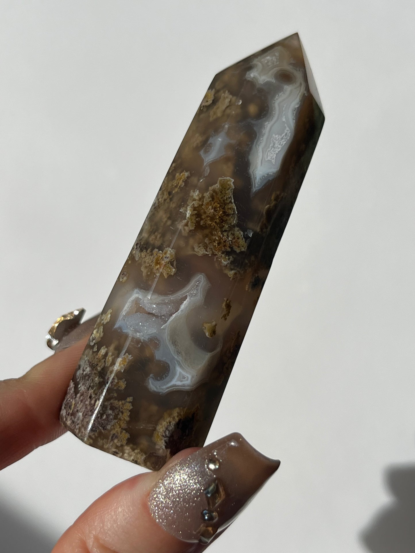 Druzy Nebula Agate with Scenic Moss Tower G
