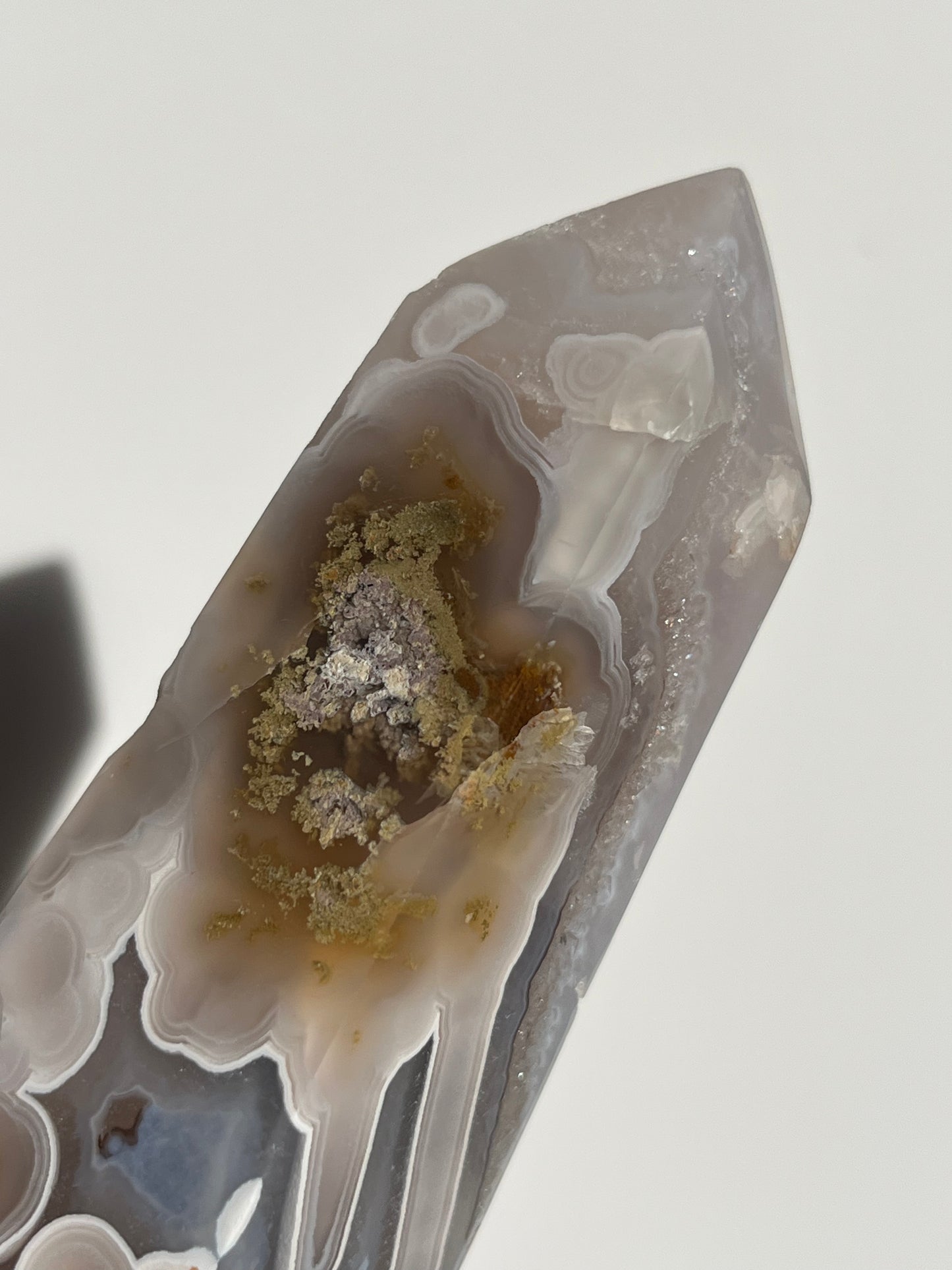 Orbicular Nebula Agate Tower with Dendritic Inclusions B