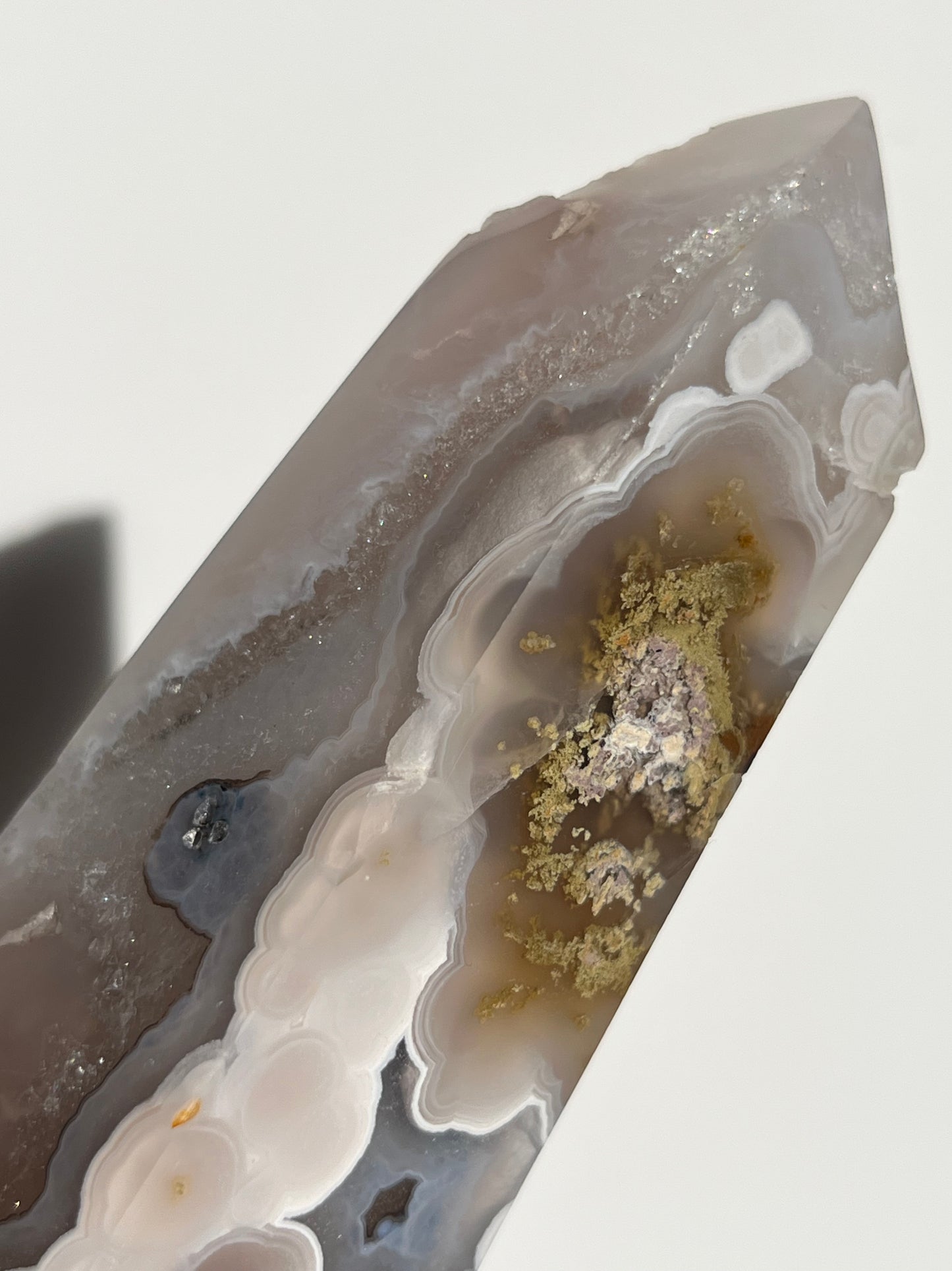 Orbicular Nebula Agate Tower with Dendritic Inclusions B
