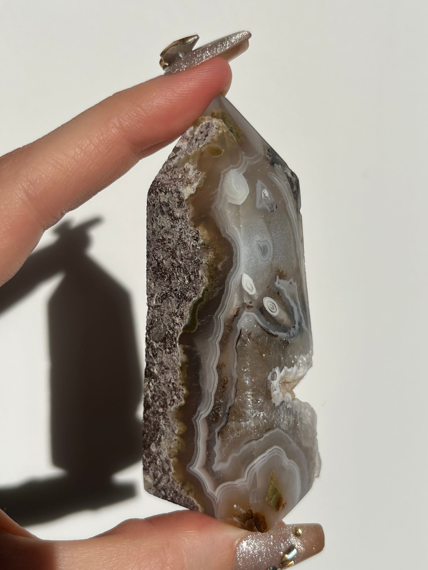 Druzy Orbicular Nebula Agate Tower with Dendritic Inclusions D