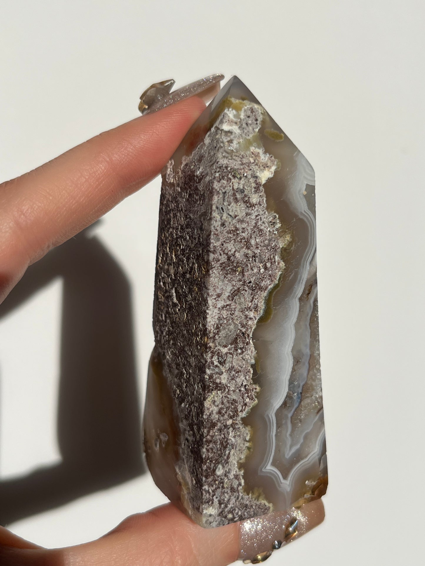 Druzy Orbicular Nebula Agate Tower with Dendritic Inclusions D
