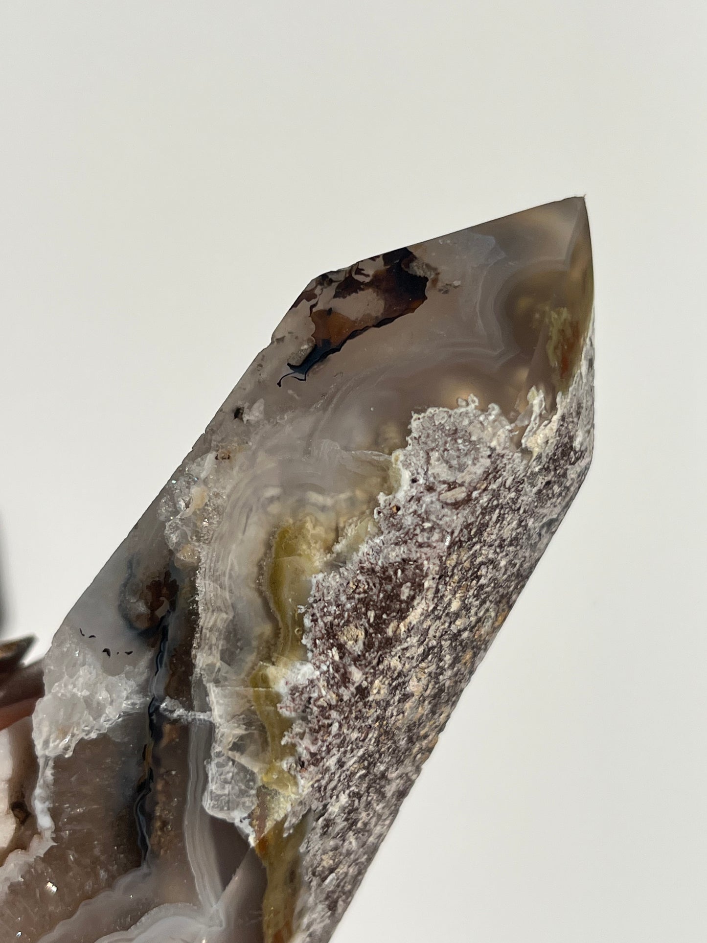 Druzy Orbicular Nebula Agate Tower with Dendritic Inclusions D