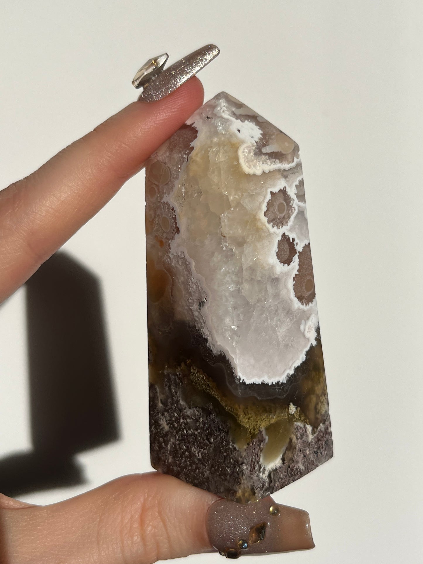 Jelly Orbicular Nebula Agate and Scenic Moss Tower G