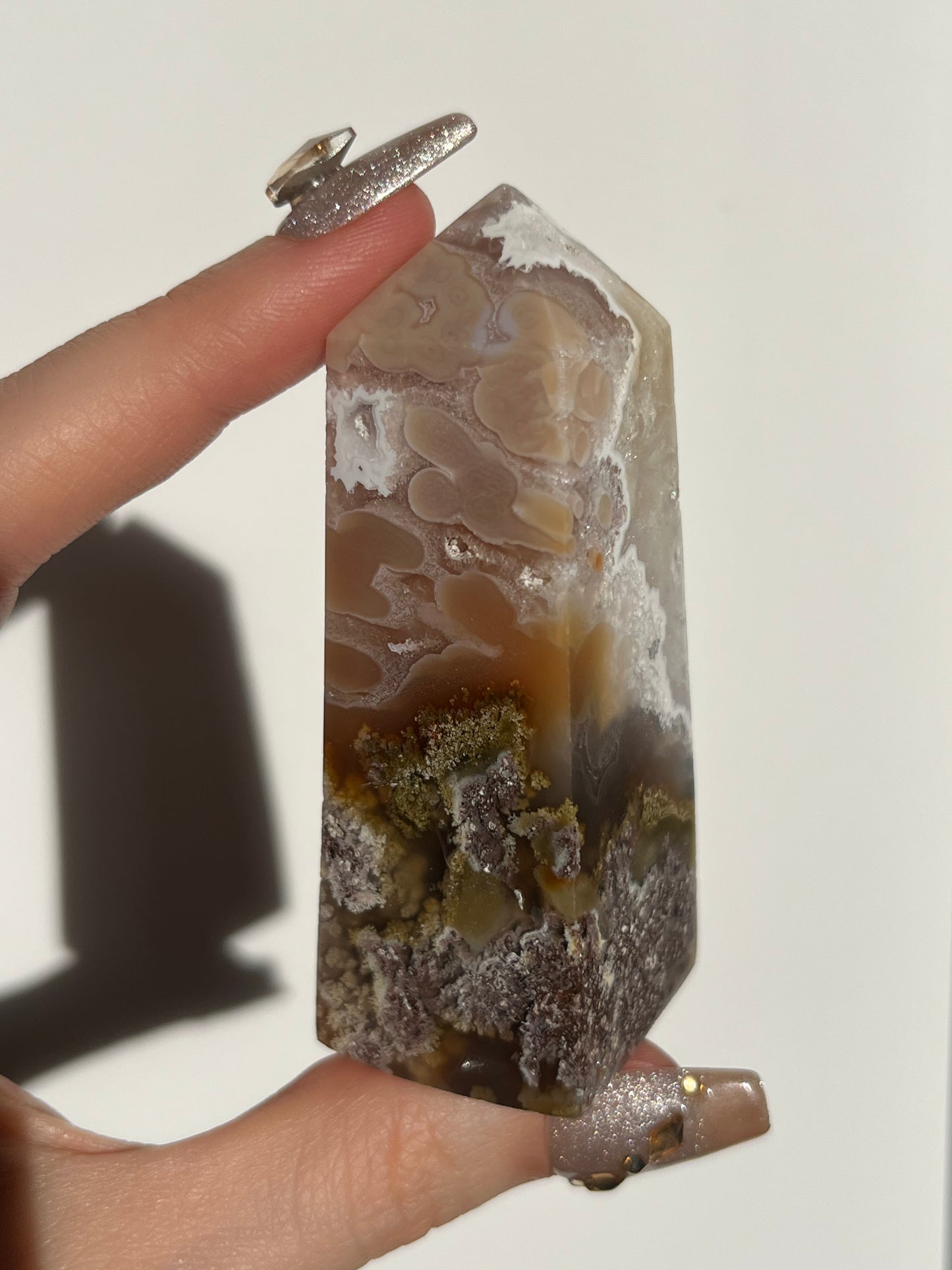 Jelly Orbicular Nebula Agate and Scenic Moss Tower G