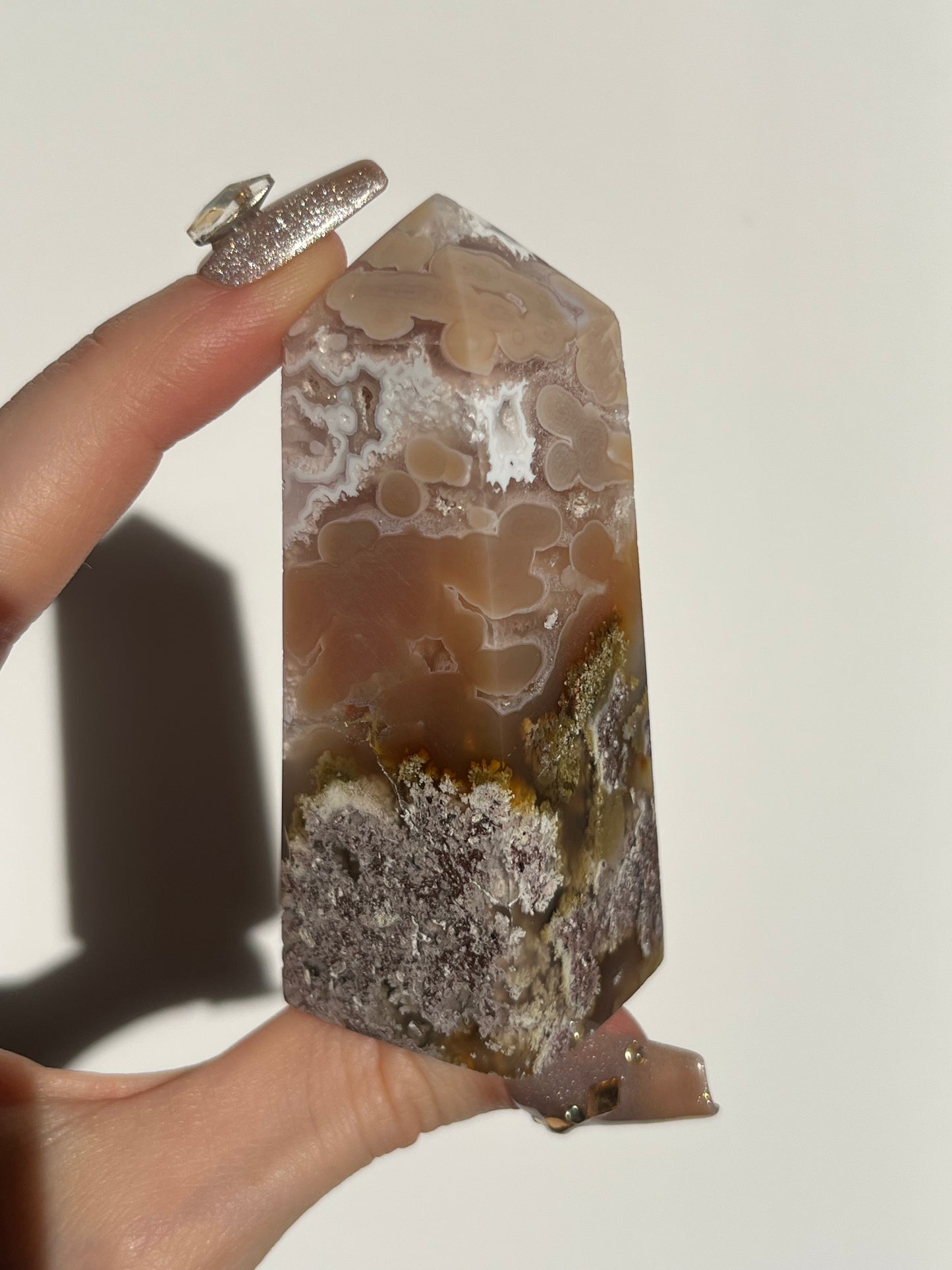 Jelly Orbicular Nebula Agate and Scenic Moss Tower G