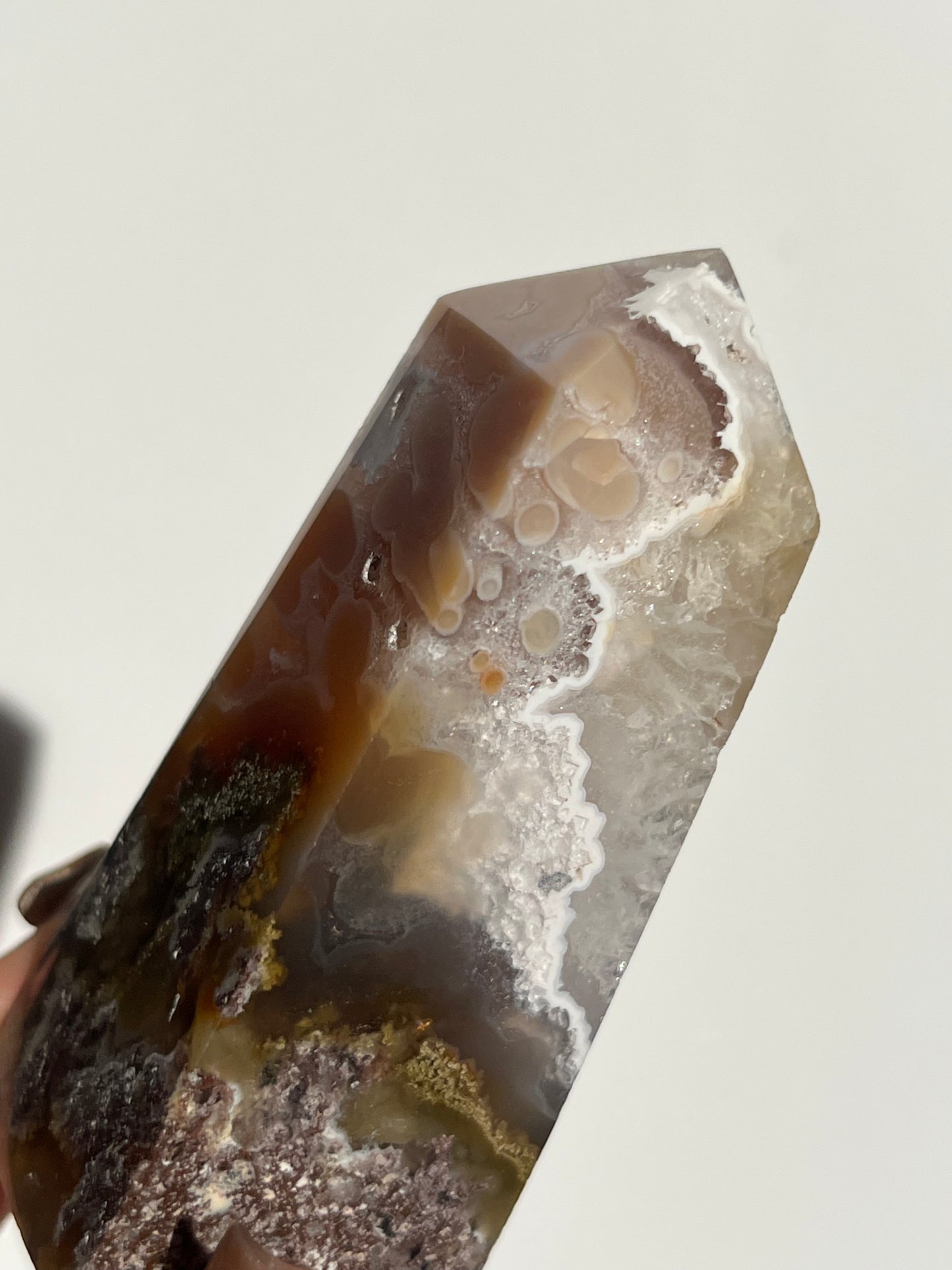 Jelly Orbicular Nebula Agate and Scenic Moss Tower G