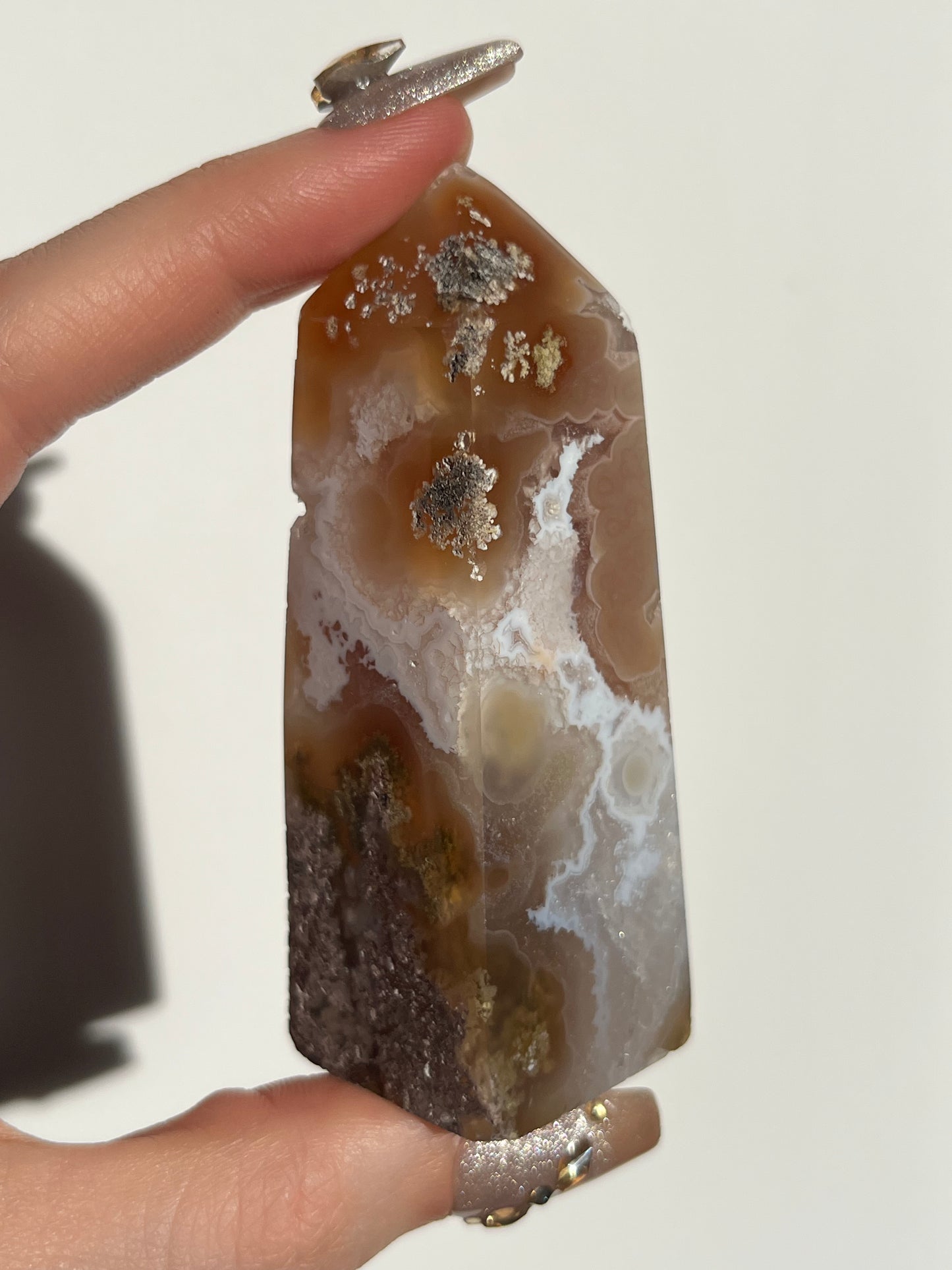 Druzy Nebula Agate and Scenic Moss Tower H