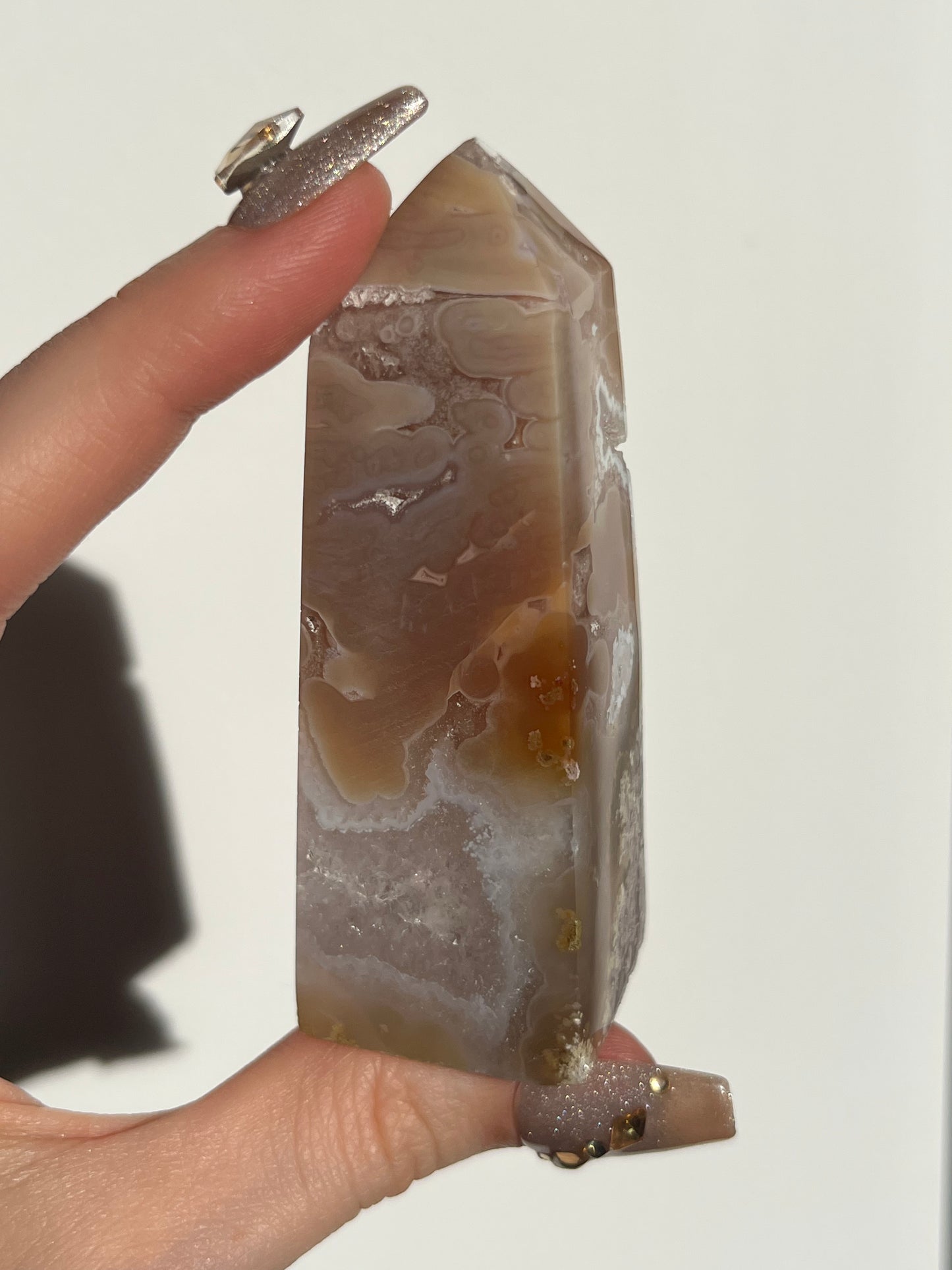 Druzy Nebula Agate and Scenic Moss Tower H