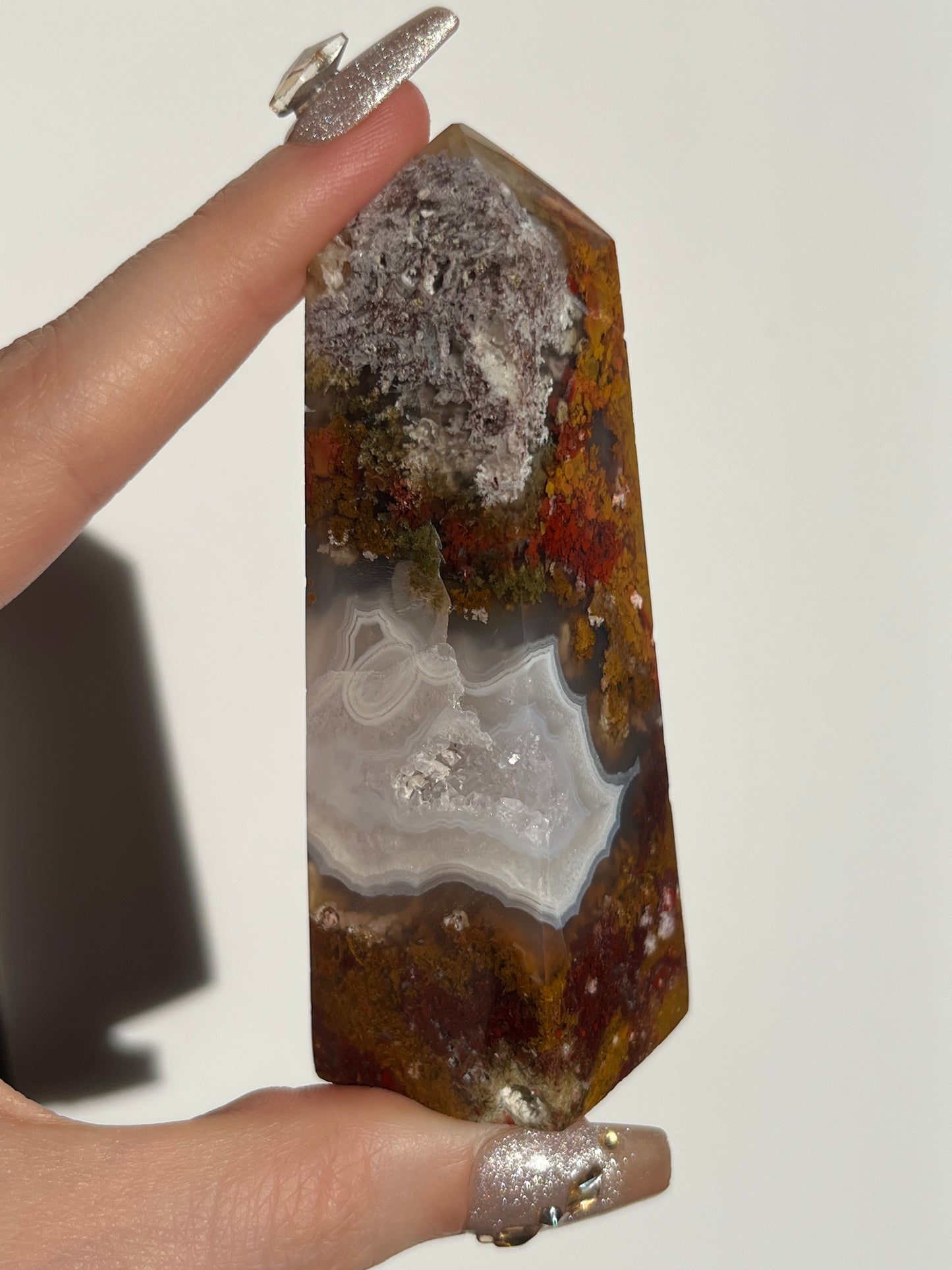 Nebula Agate and Multicoloured Scenic Moss Tower I