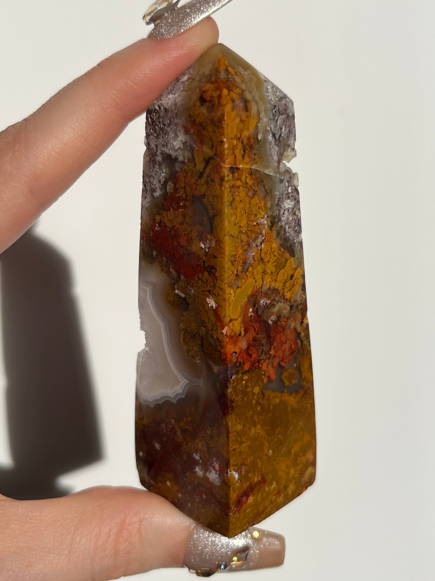 Nebula Agate and Multicoloured Scenic Moss Tower I