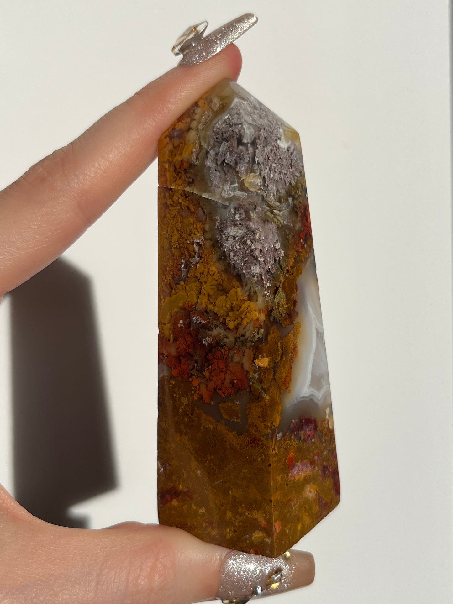 Nebula Agate and Multicoloured Scenic Moss Tower I