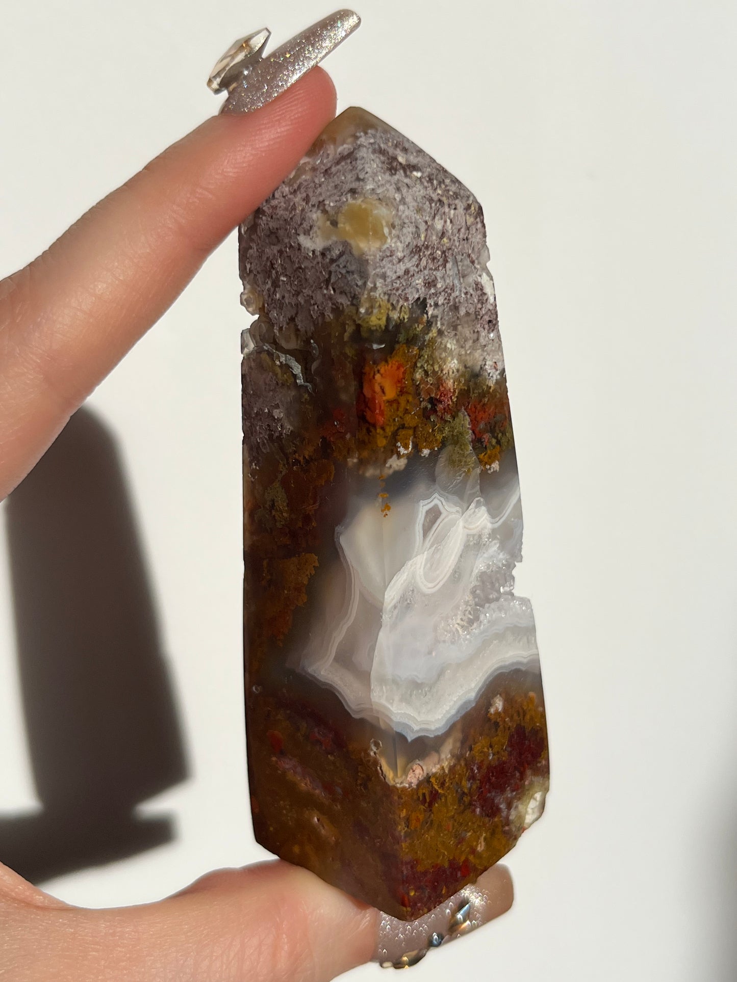 Nebula Agate and Multicoloured Scenic Moss Tower I