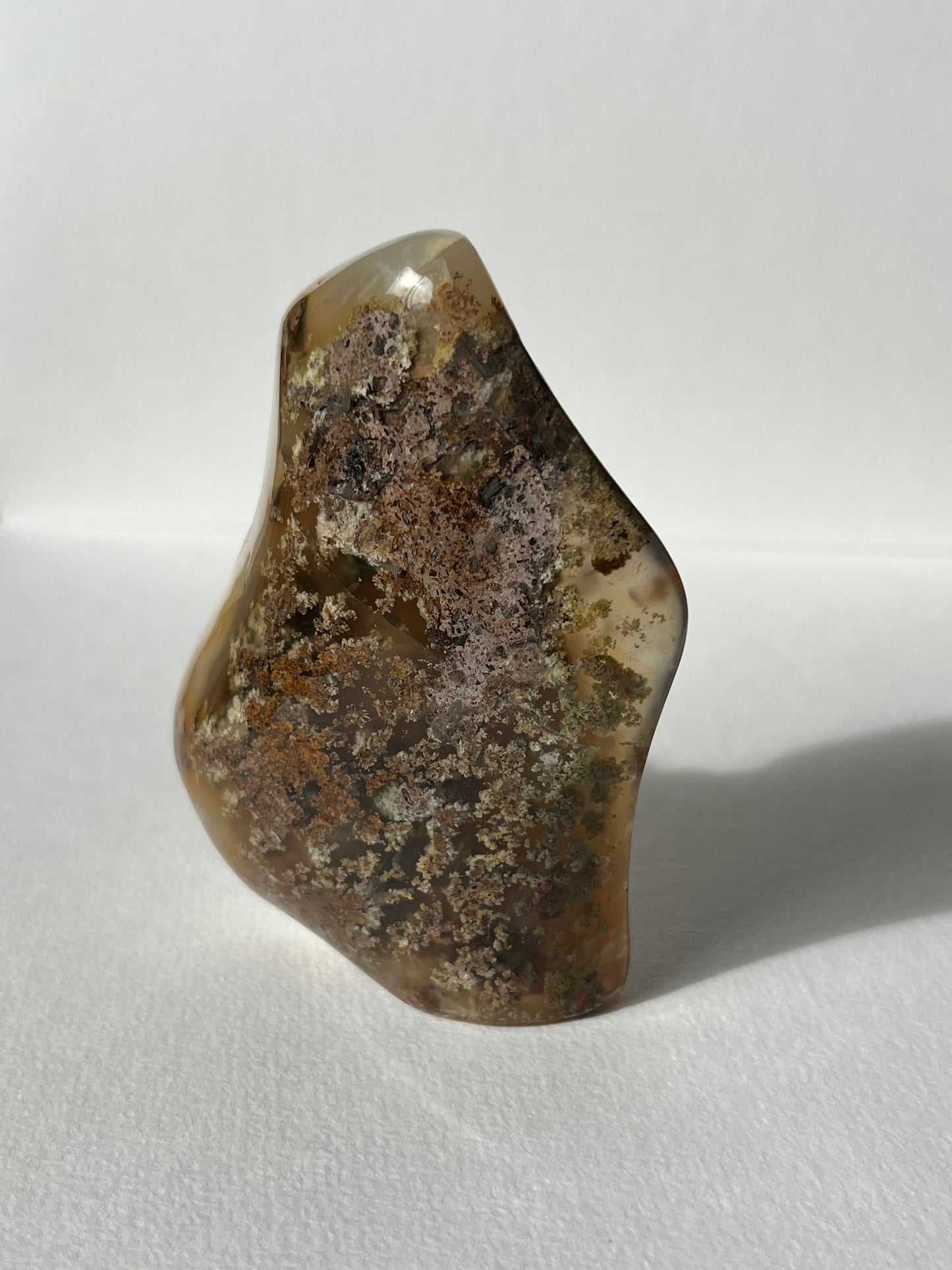 Orbicular Nebula Agate with Scenic Moss Standing Freeform A