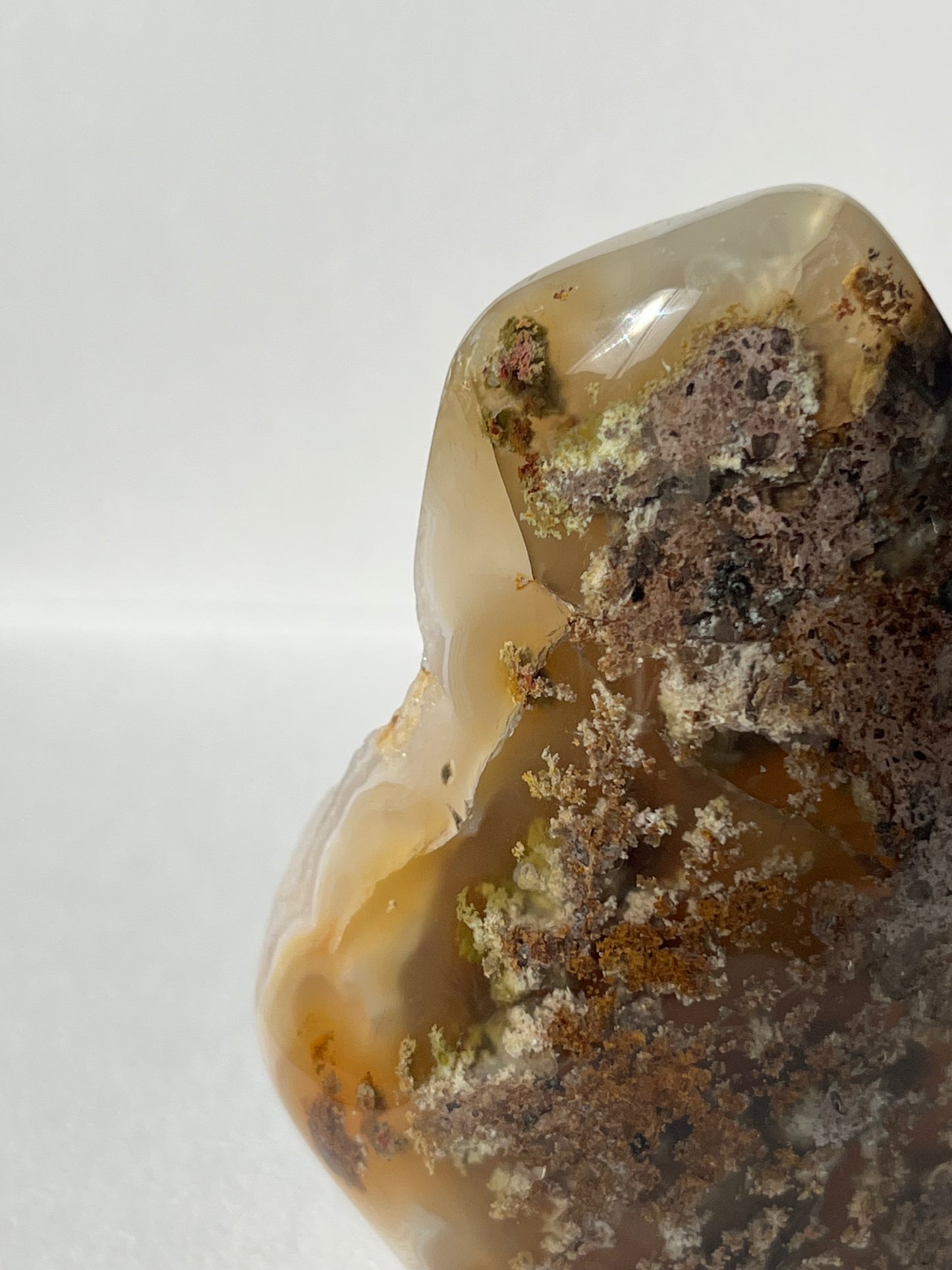 Orbicular Nebula Agate with Scenic Moss Standing Freeform A