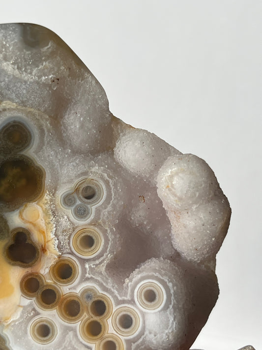 Orbicular Nebula Agate with Scenic Moss Standing Freeform A