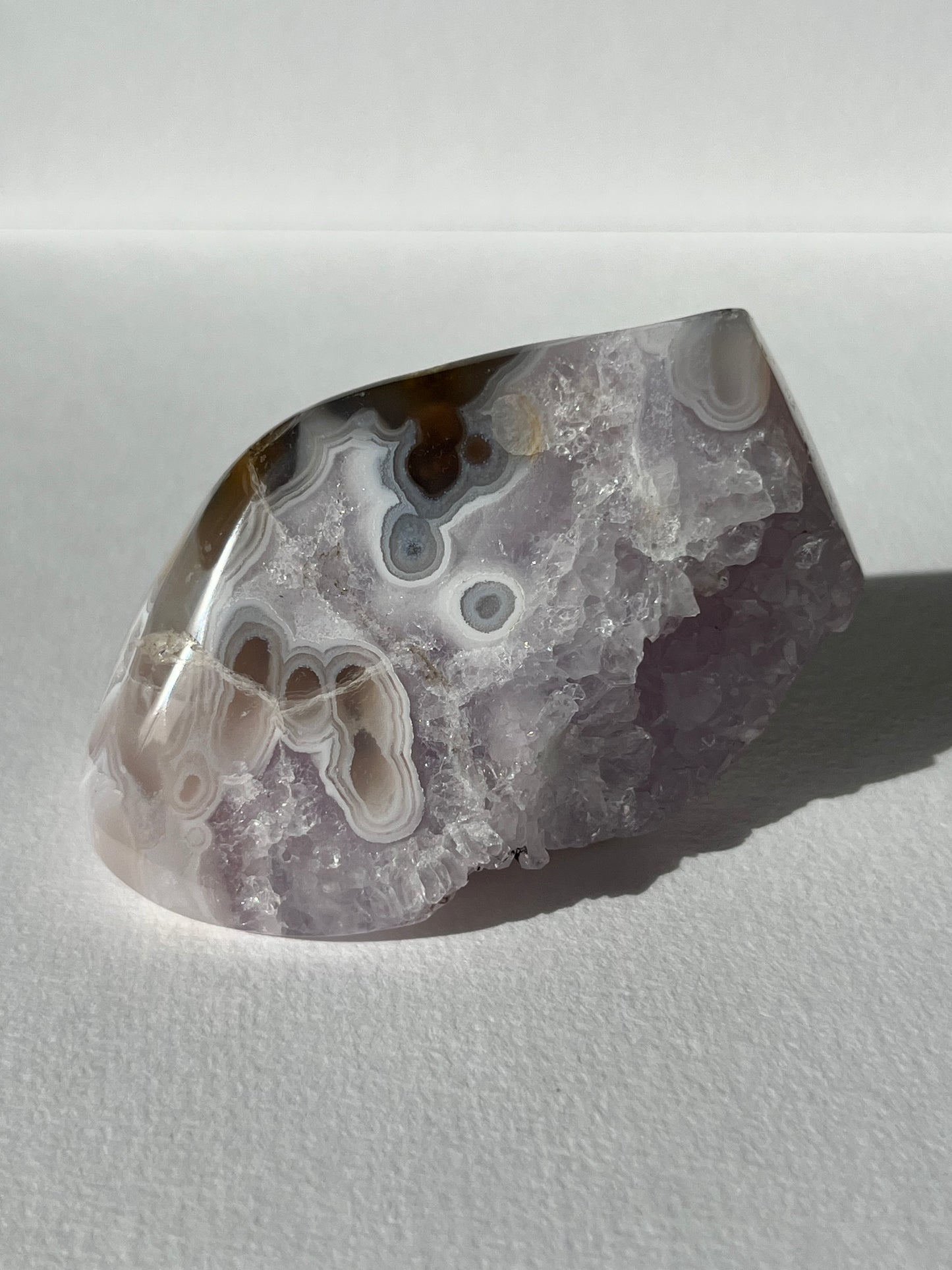 Orbicular Nebula Agate with Amethyst Freeform B
