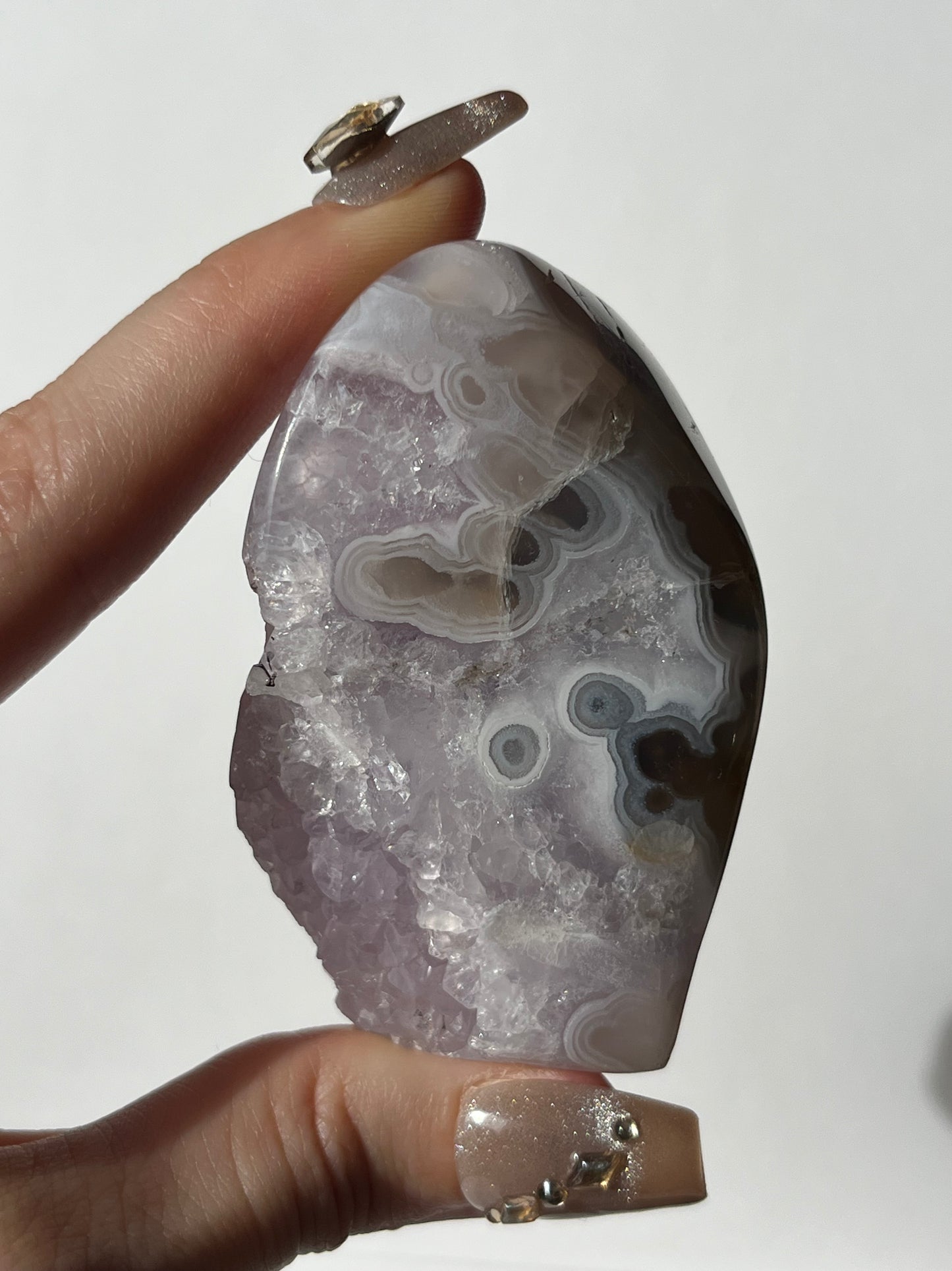 Orbicular Nebula Agate with Amethyst Freeform B