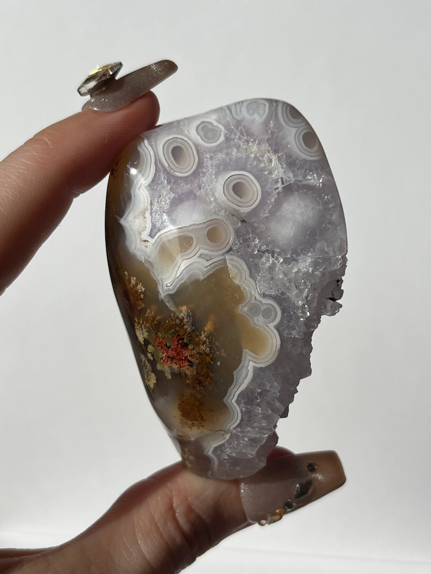 Orbicular Nebula Agate with Amethyst Freeform B