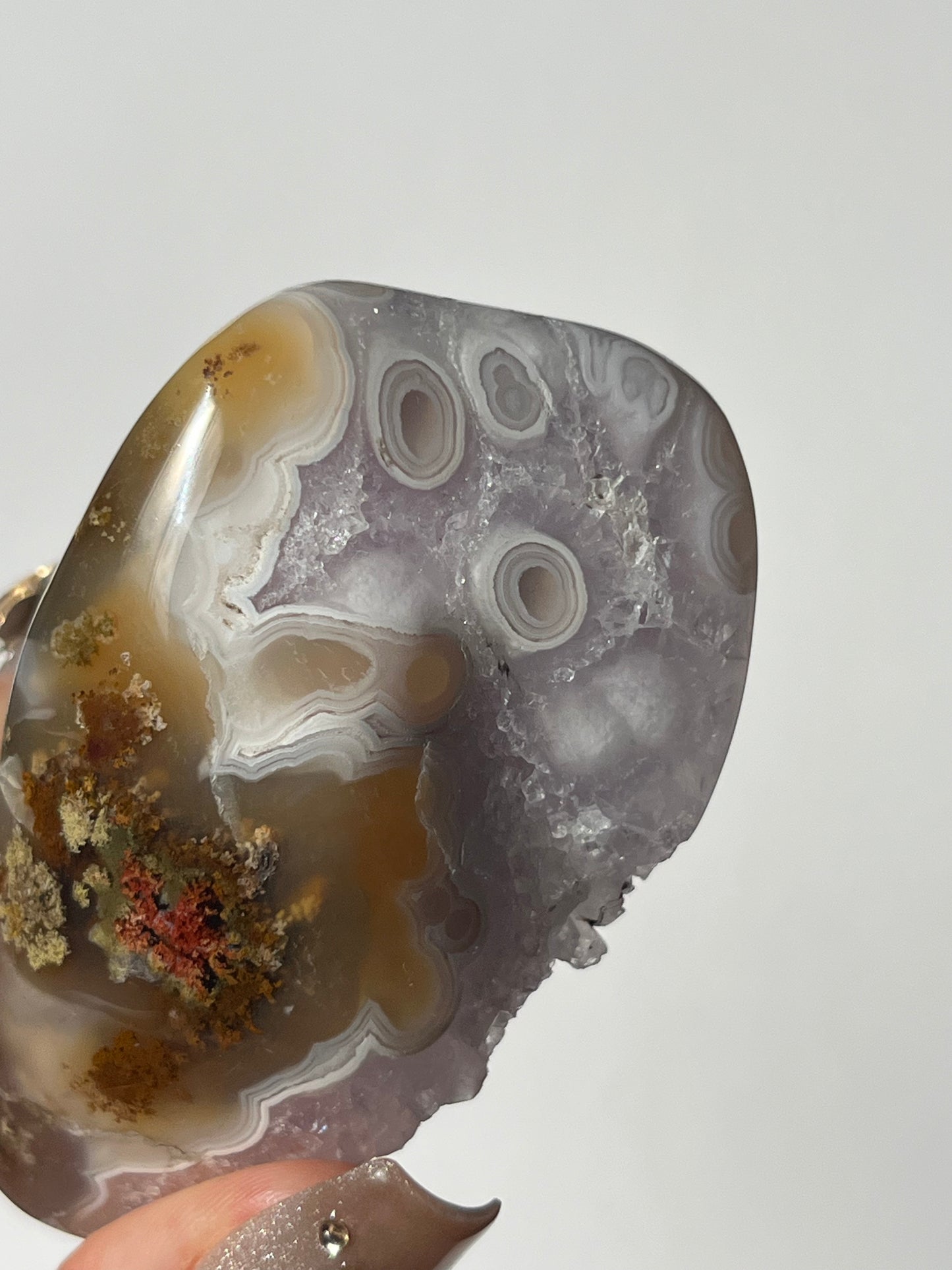 Orbicular Nebula Agate with Amethyst Freeform B