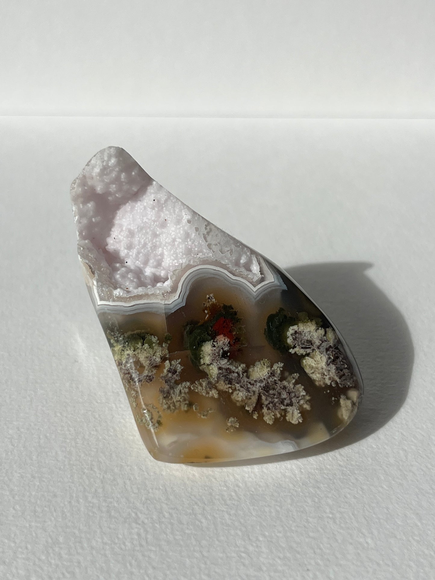 Druzy Nebula Agate Freeform with Red Moss Inclusions C