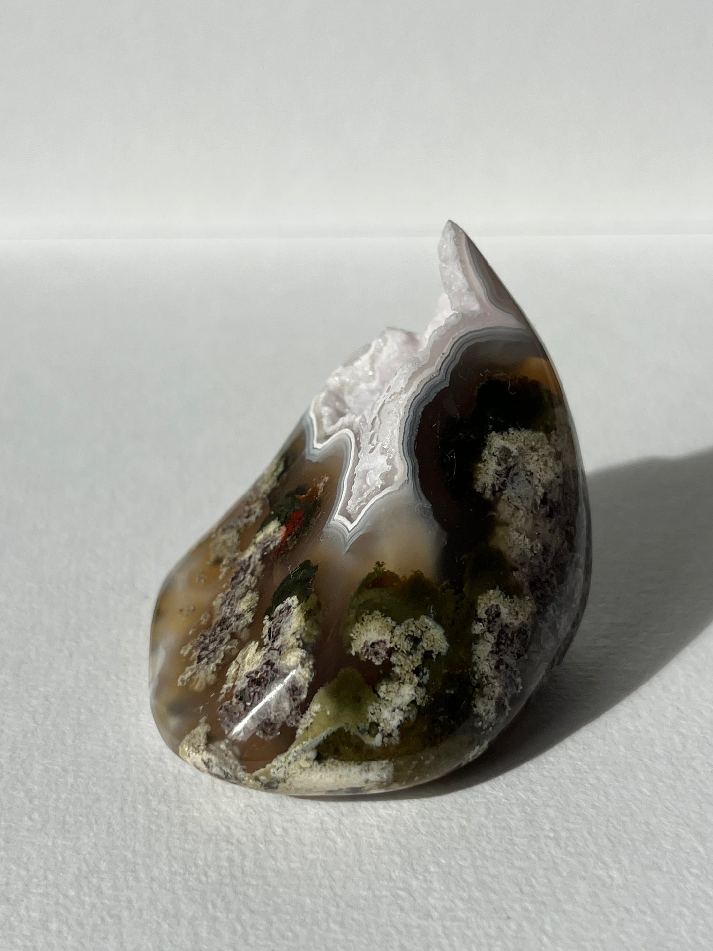 Druzy Nebula Agate Freeform with Red Moss Inclusions C