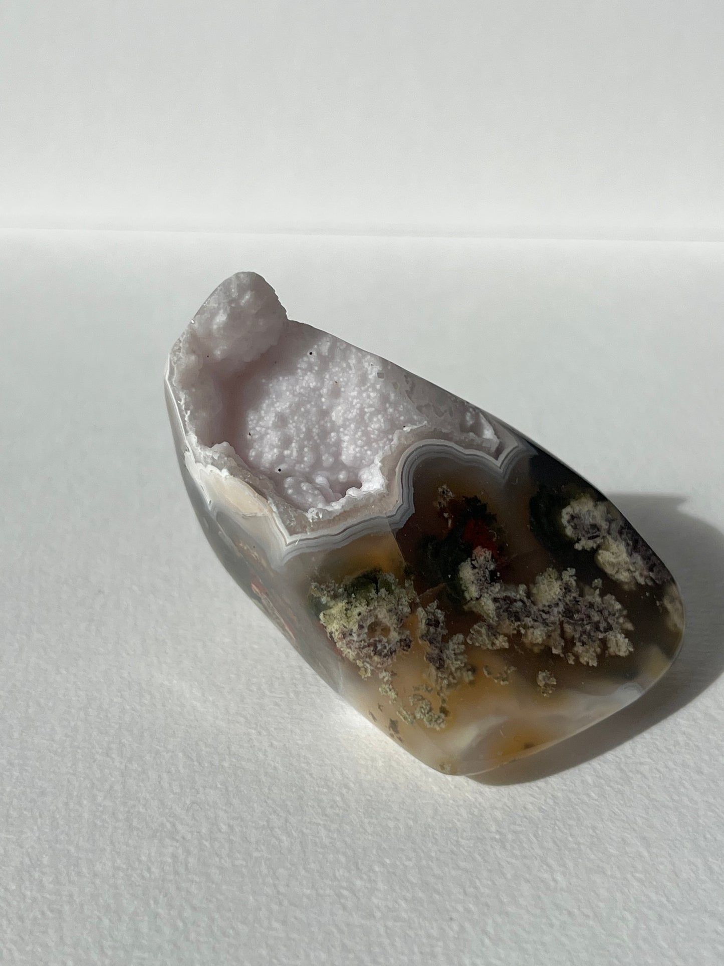 Druzy Nebula Agate Freeform with Red Moss Inclusions C