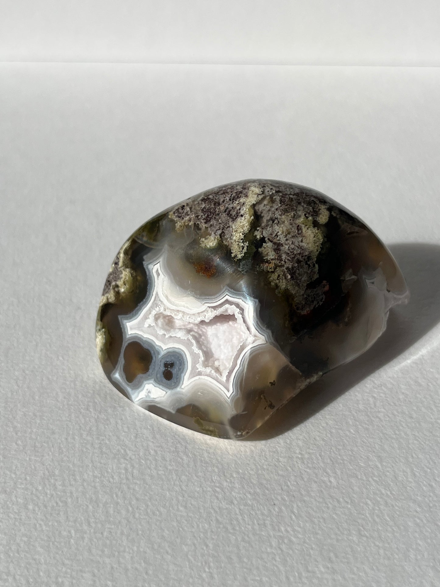 Druzy Nebula Agate Freeform with Red Moss Inclusions C