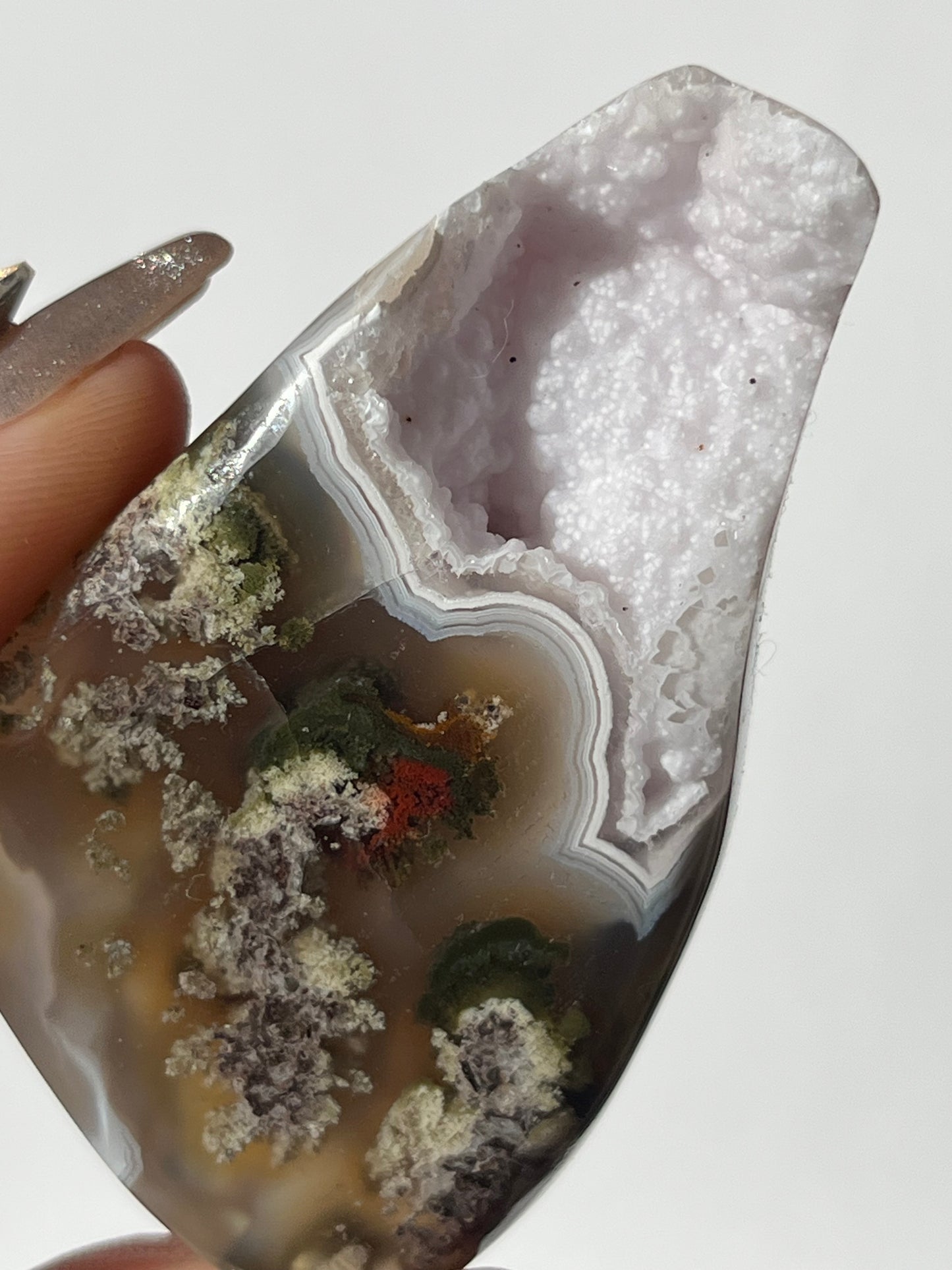 Druzy Nebula Agate Freeform with Red Moss Inclusions C