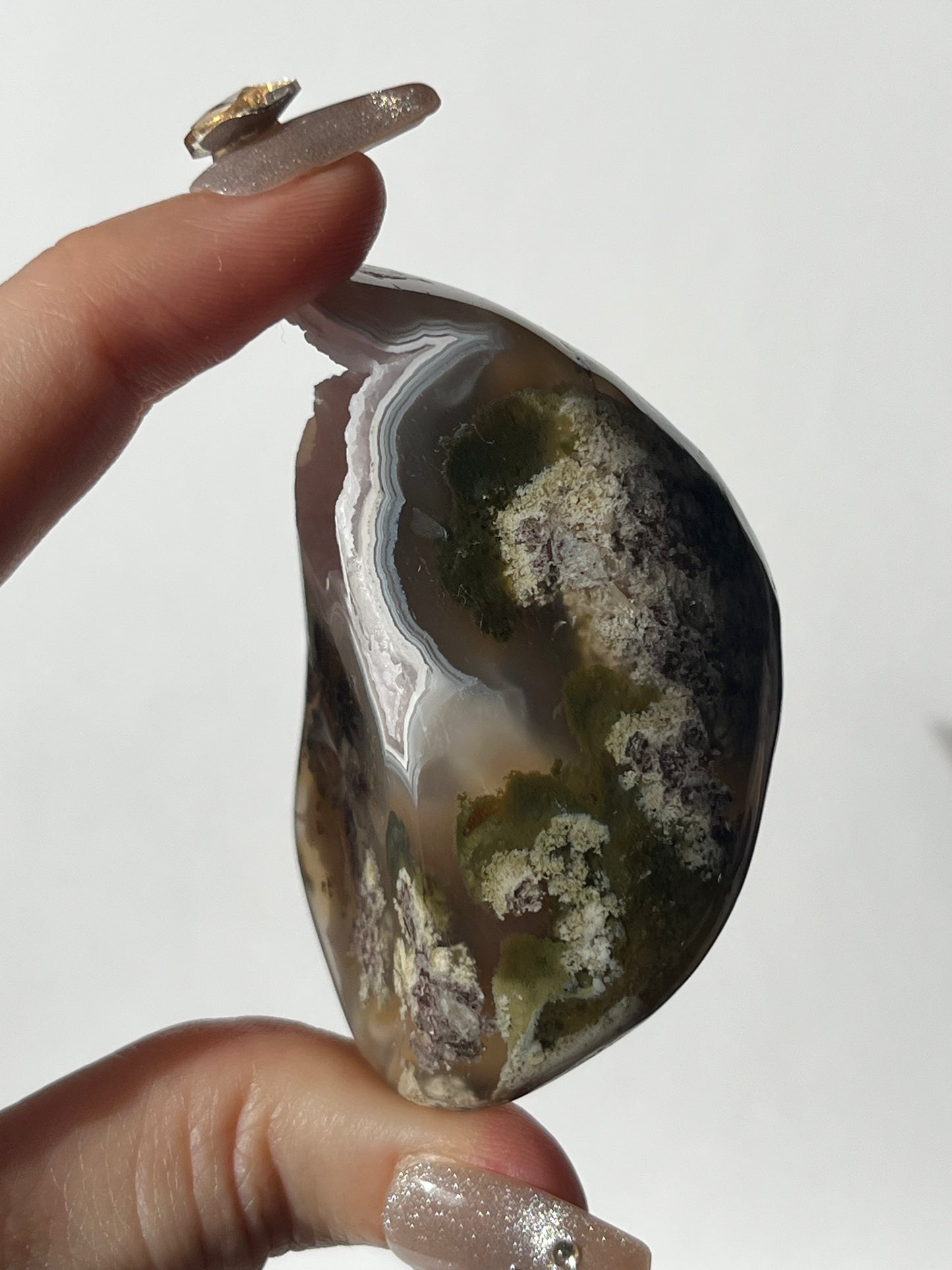 Druzy Nebula Agate Freeform with Red Moss Inclusions C