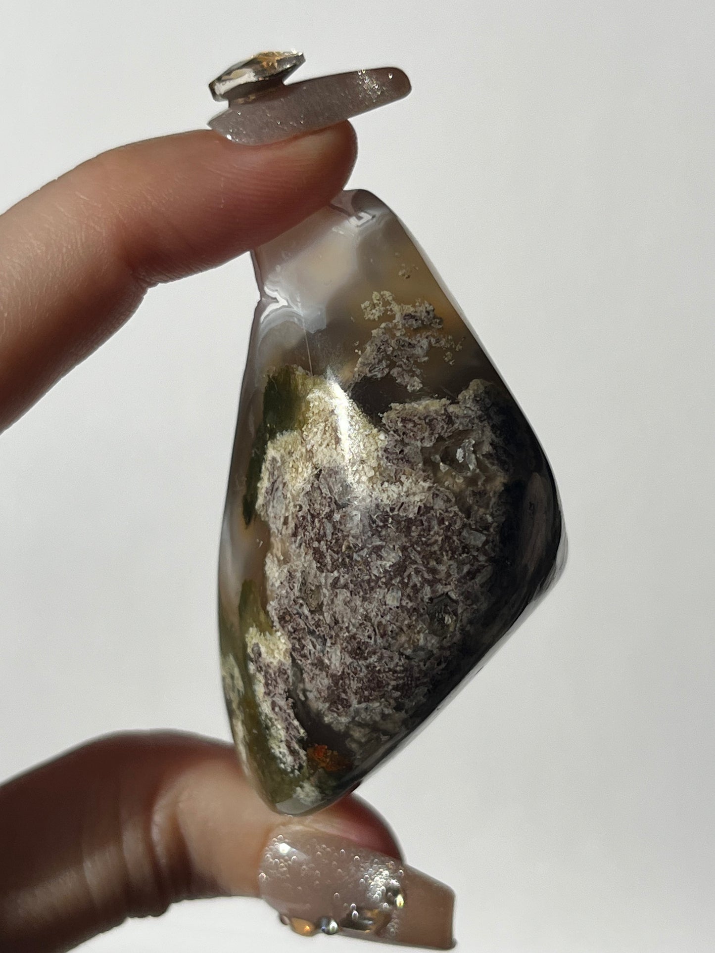 Druzy Nebula Agate Freeform with Red Moss Inclusions C